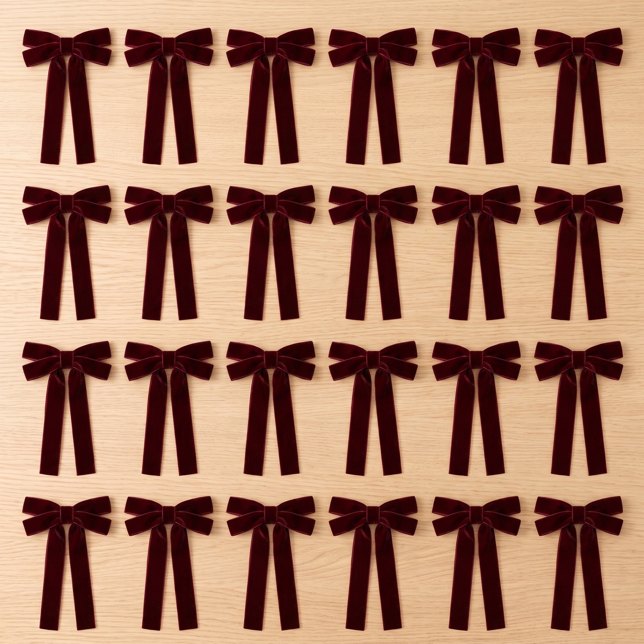 24 Velvet Christmas Tree Bows, Burgundy, photo 3 of 5