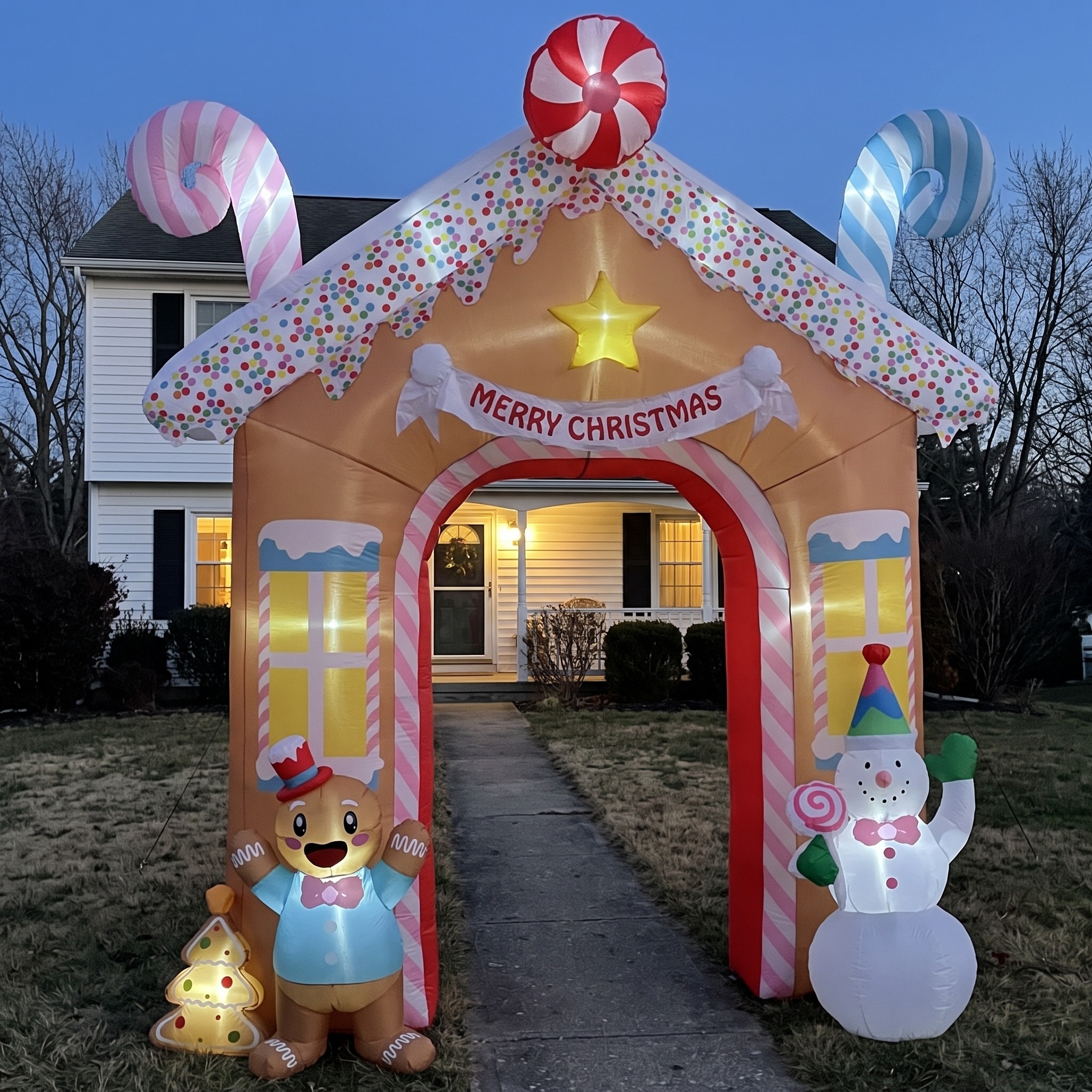 10 ft Gingerbread Archway Inflatable with LEDs, Brown, photo 1 of 5