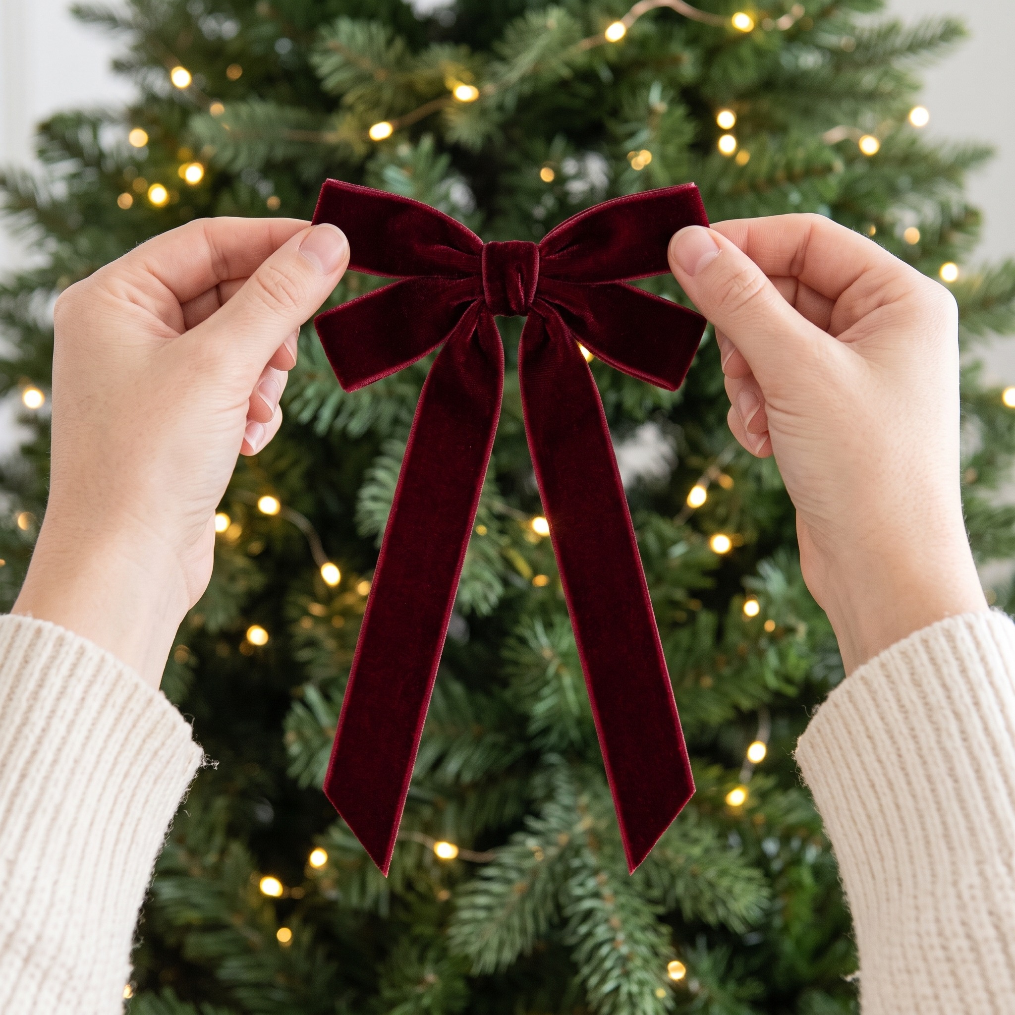 16 Christmas Bows with Layered Velvet Loops, Burgundy, photo 2 of 5