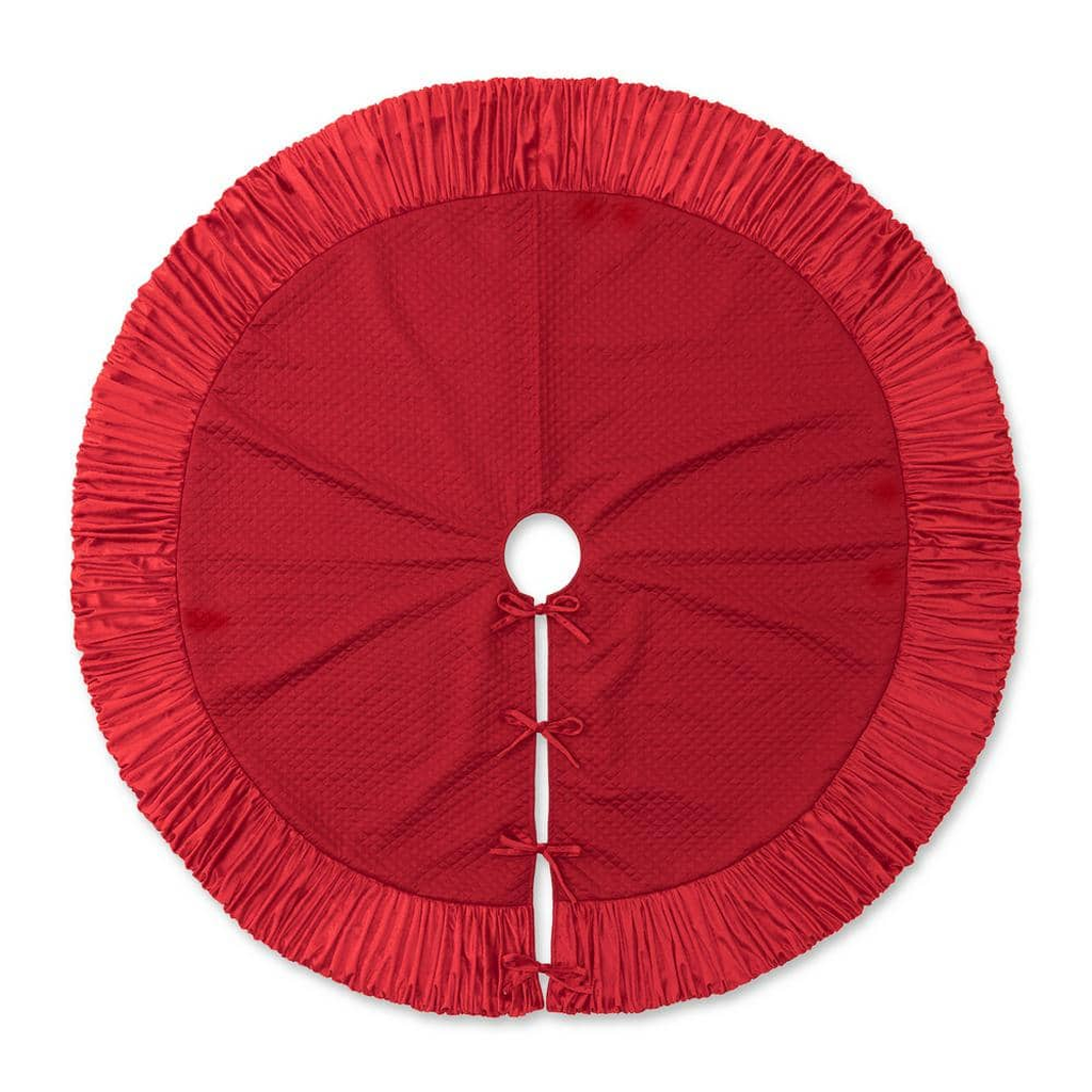 Christmas Tree Skirt with Velvet Ruffled Edge — 72 in, Red, photo 8 of 9