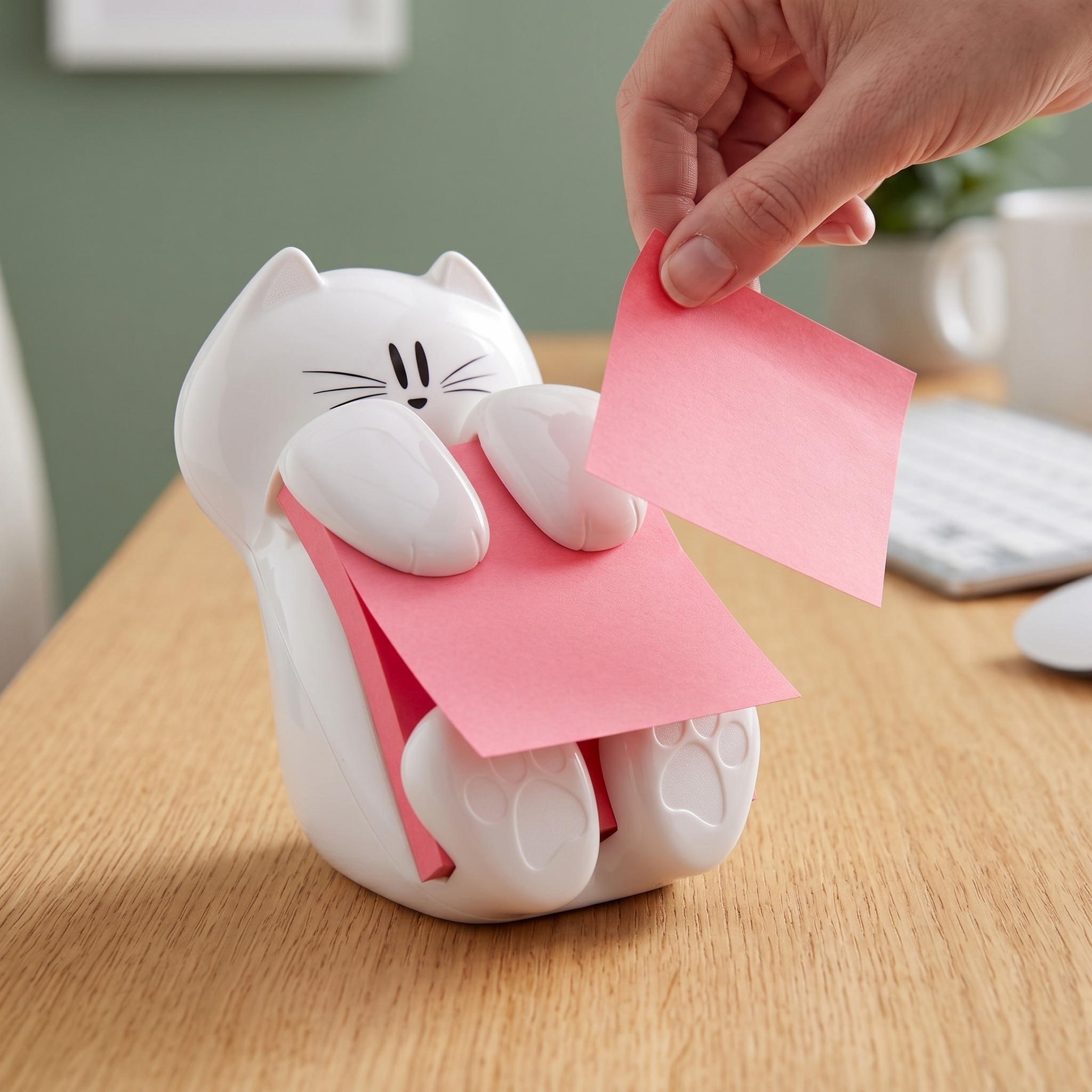 Cat-Shaped Note Dispenser with 45 Sheets, White, photo 2 of 5
