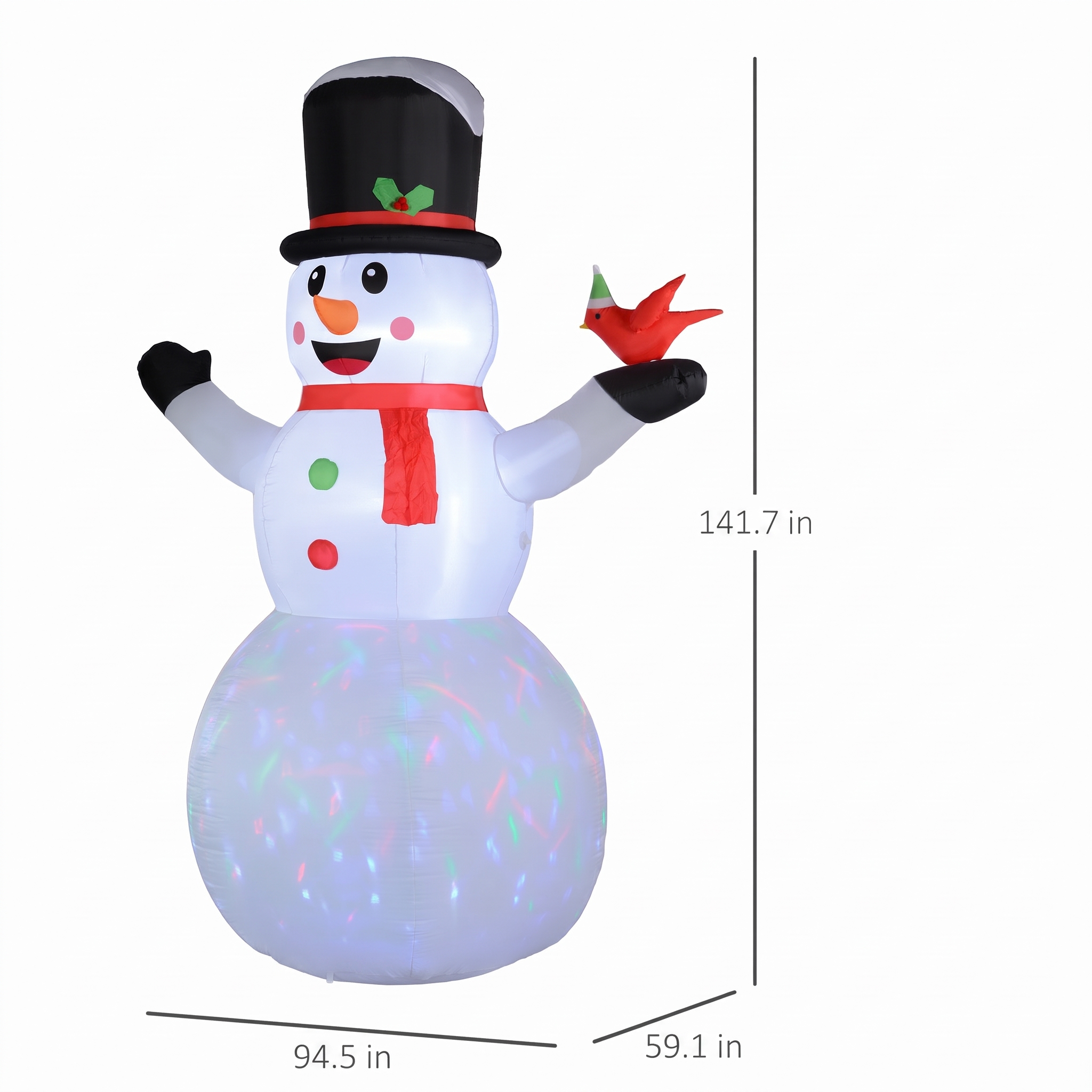 12 ft Snowman Inflatable with Rotating LED Lights, White, photo 2 of 5