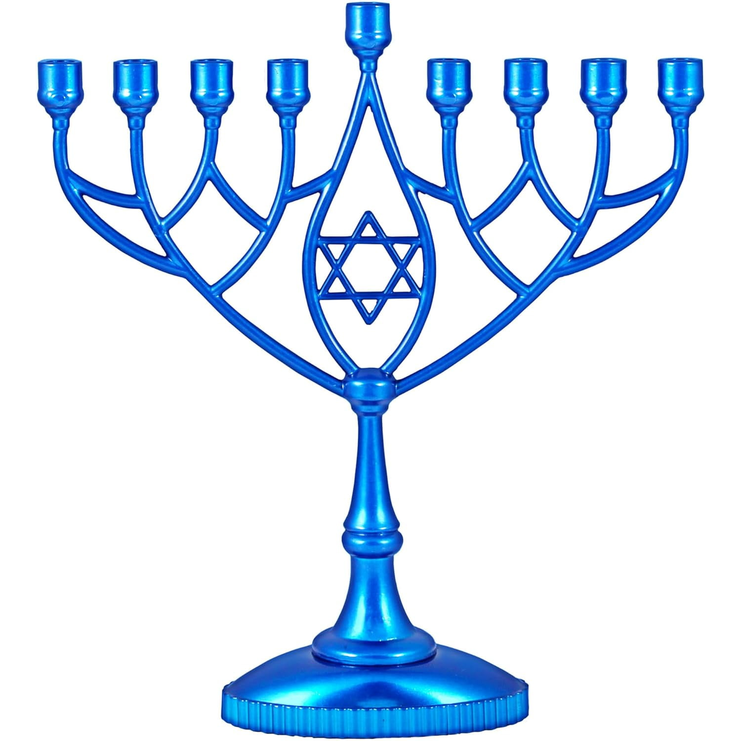 Hanukkah Menorah with Geometric Branches — Metallic Blue, photo 7 of 7