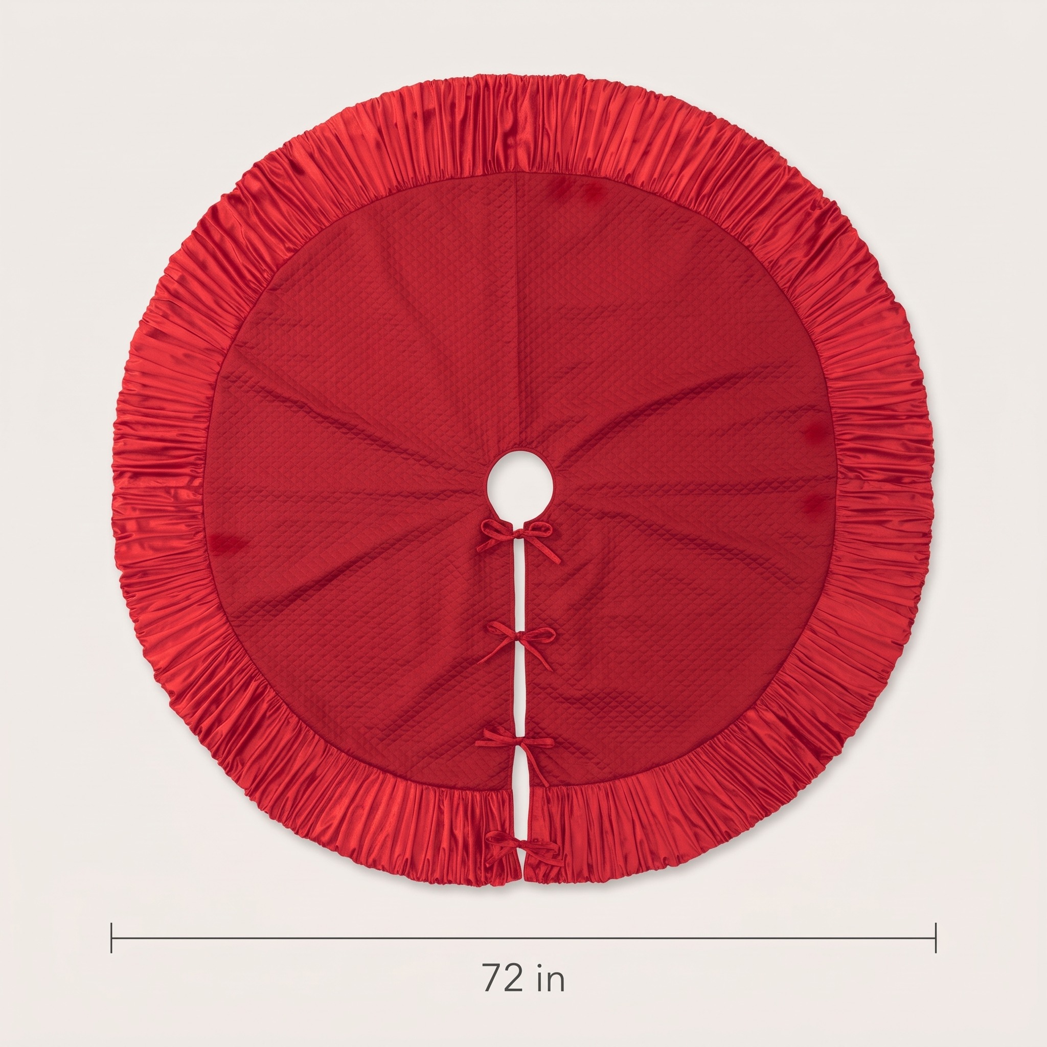 Christmas Tree Skirt with Velvet Ruffled Edge — 72 in, Red, photo 7 of 9