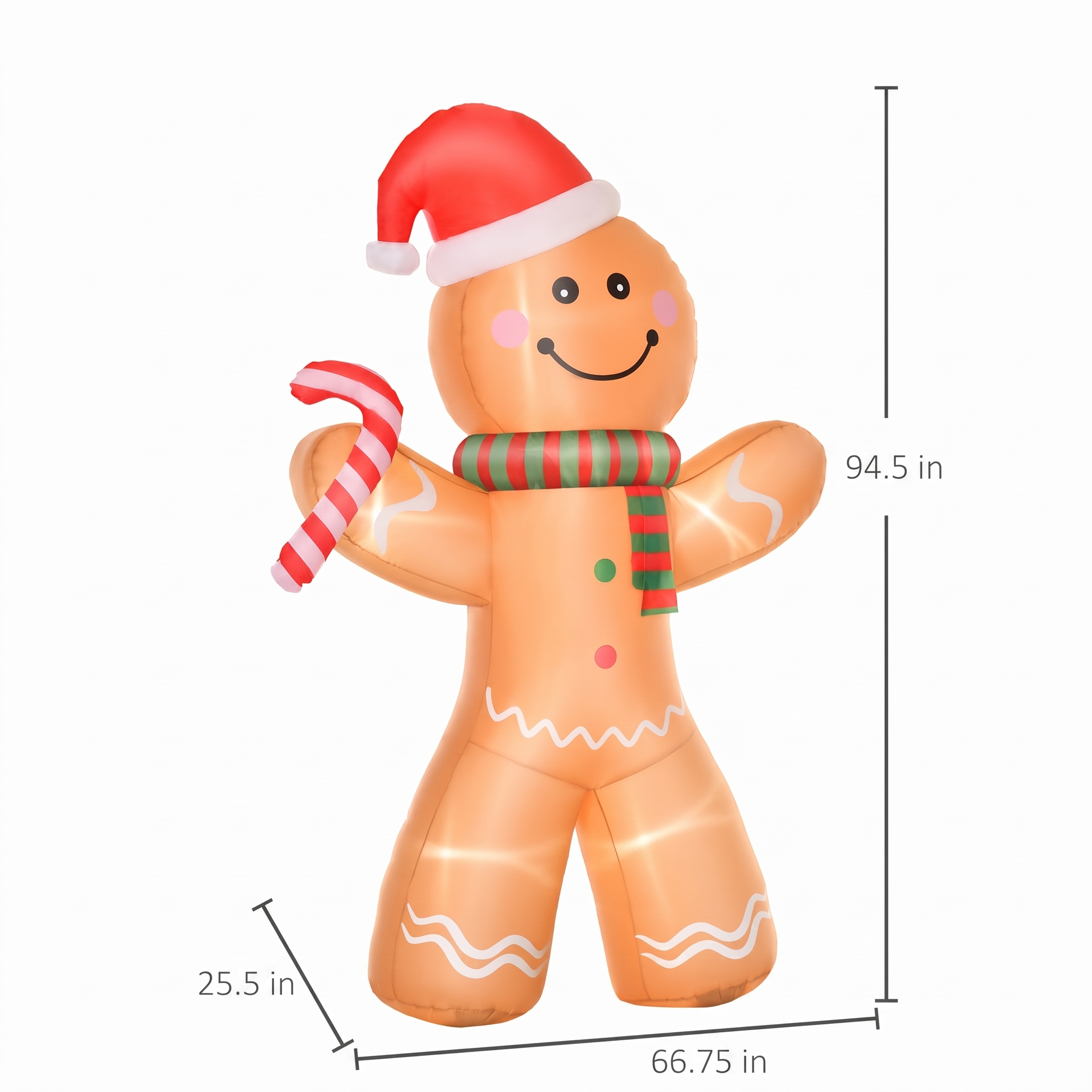 8 ft Gingerbread Man Inflatable with LEDs, Brown, photo 2 of 5