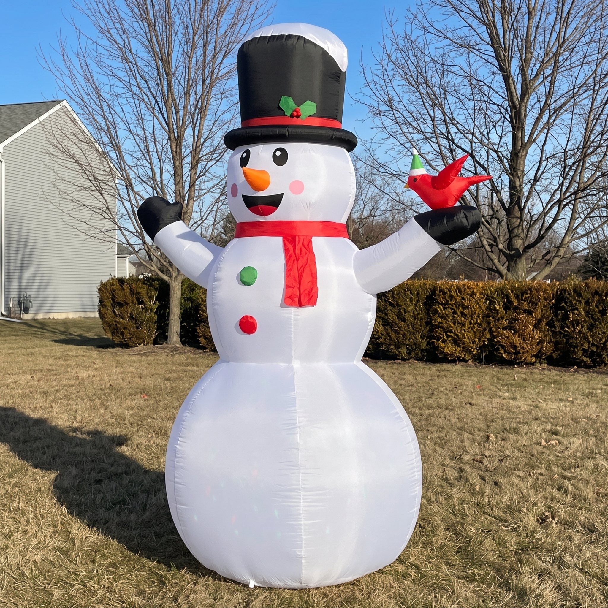 12 ft Snowman Inflatable with Rotating LED Lights, White, photo 3 of 5