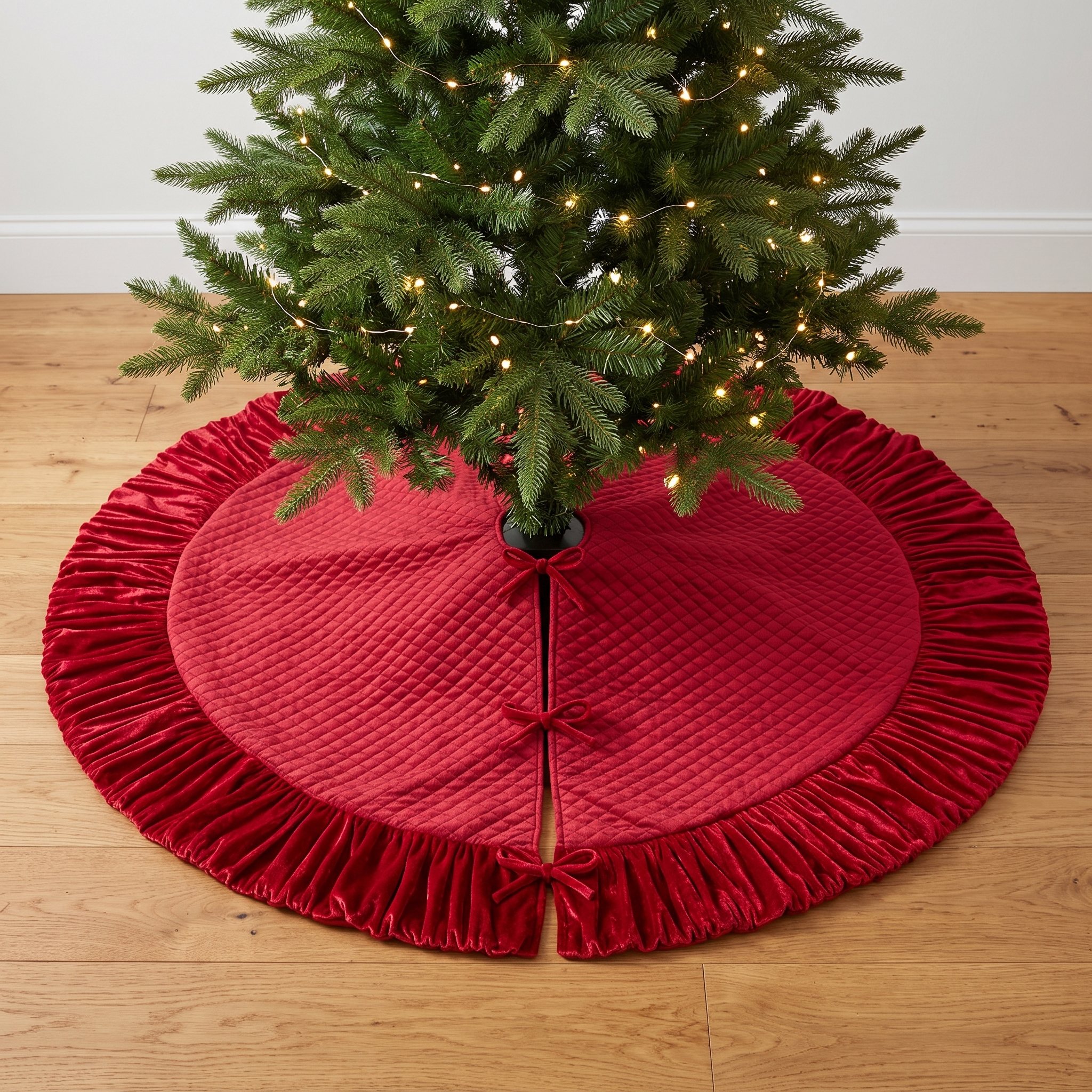 Christmas Tree Skirt with Velvet Ruffled Edge, photo 1 of 9