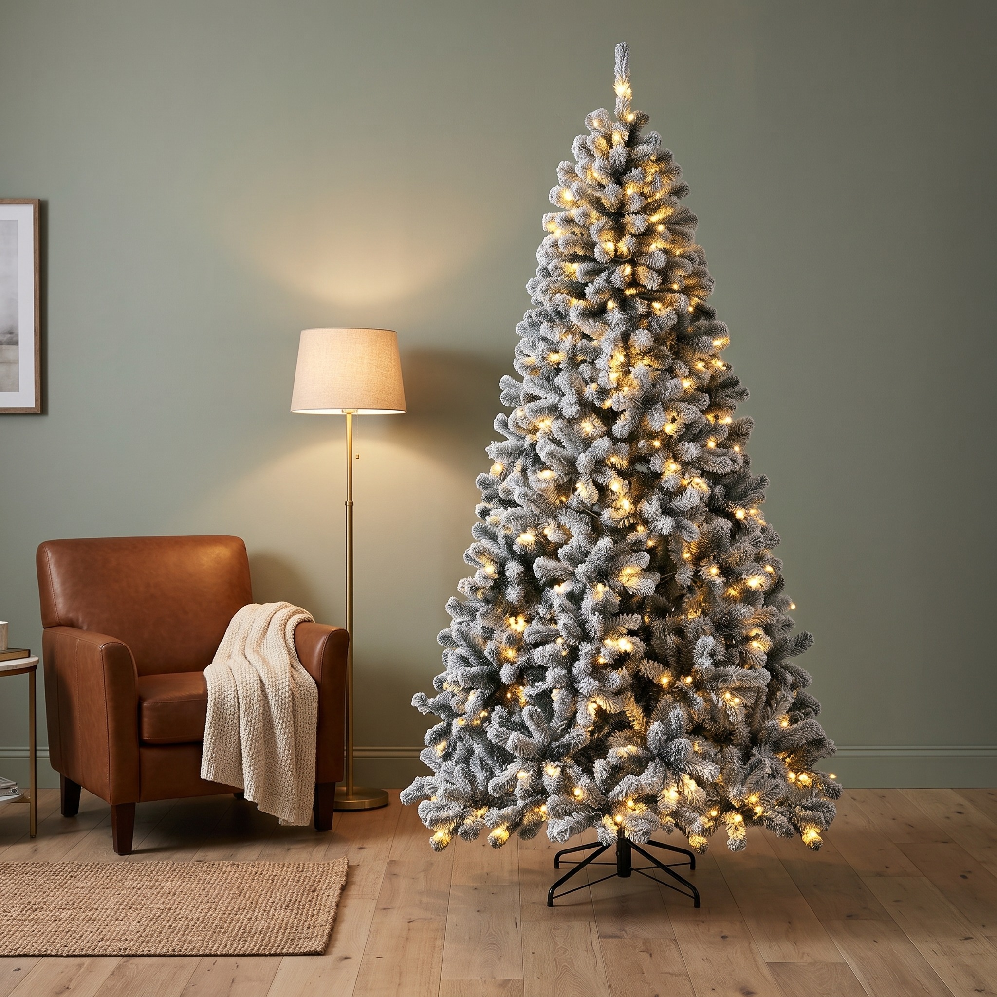 Christmas Tree with Flocked Curved Branches and LEDs, photo 1 of 6