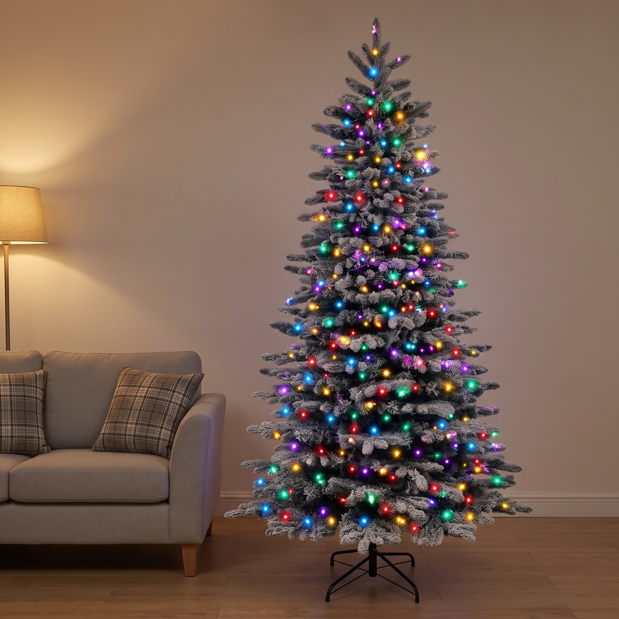 7.5 ft Christmas Tree with Dual-Color LEDs, Flocked, Green, photo 2 of 5