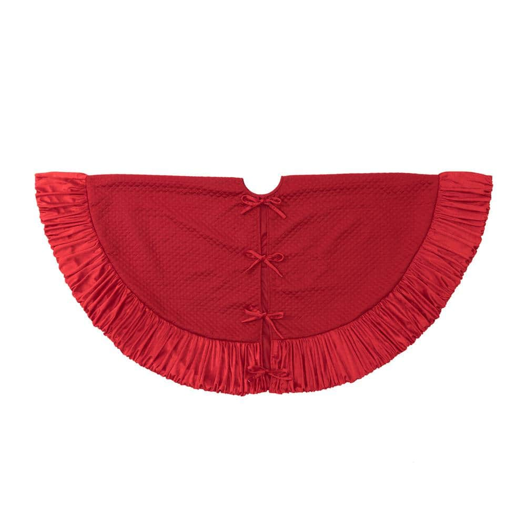 Christmas Tree Skirt with Velvet Ruffled Edge — 72 in, Red, photo 9 of 9