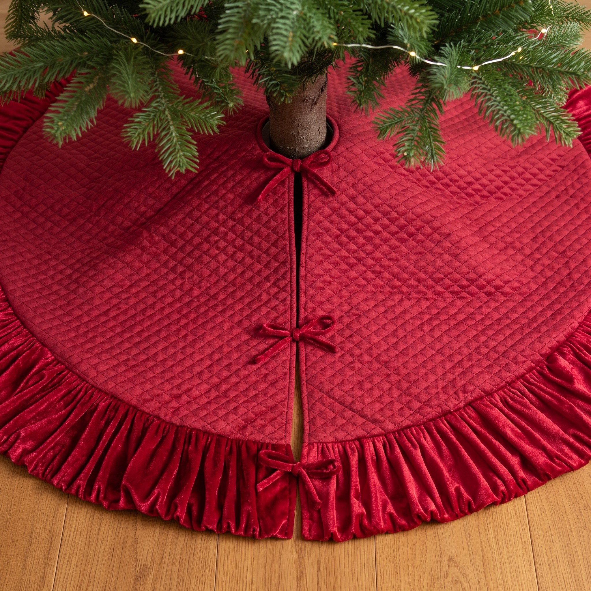 Christmas Tree Skirt with Velvet Ruffled Edge, photo 3 of 9