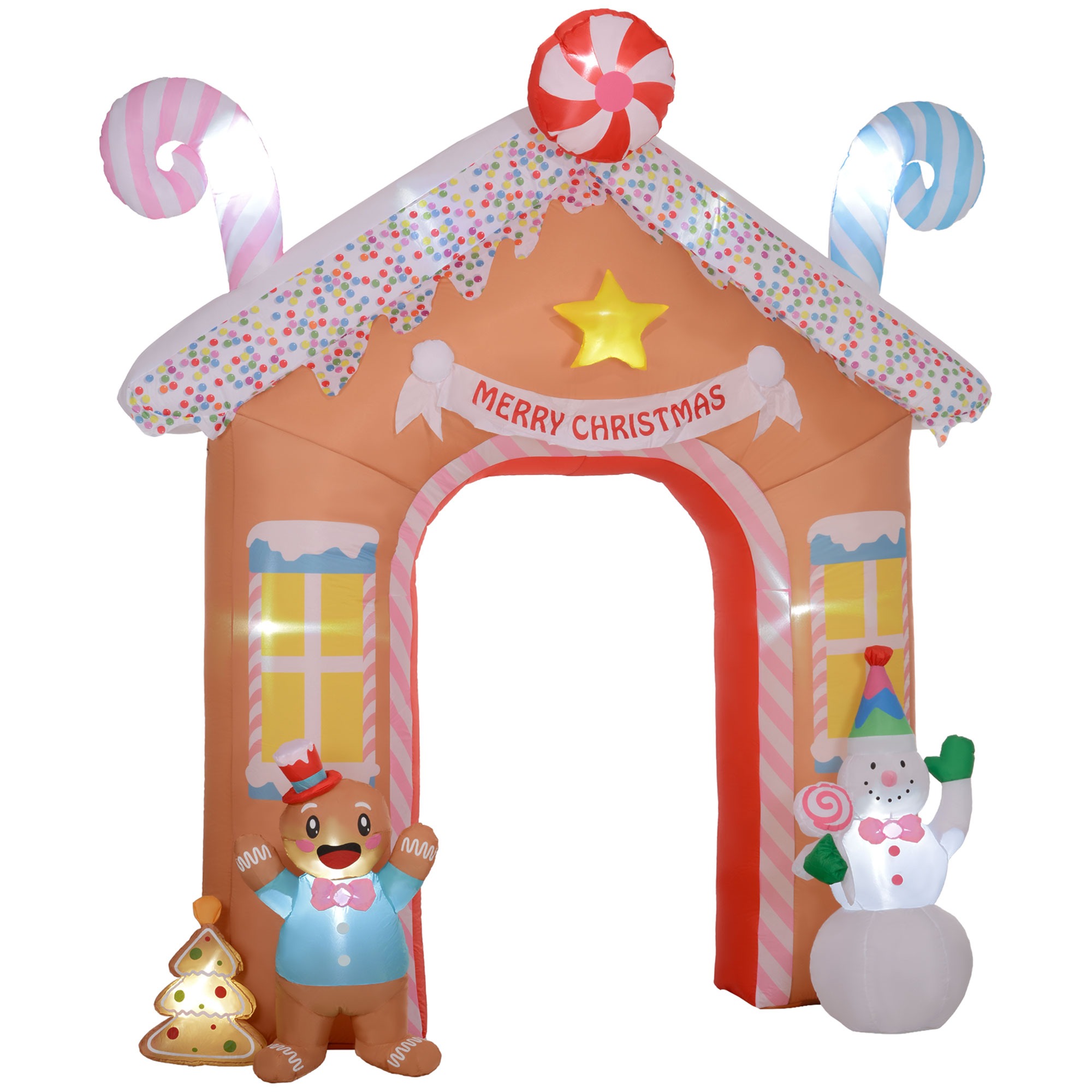 10 ft Gingerbread Archway Inflatable with LEDs, Brown, photo 4 of 5