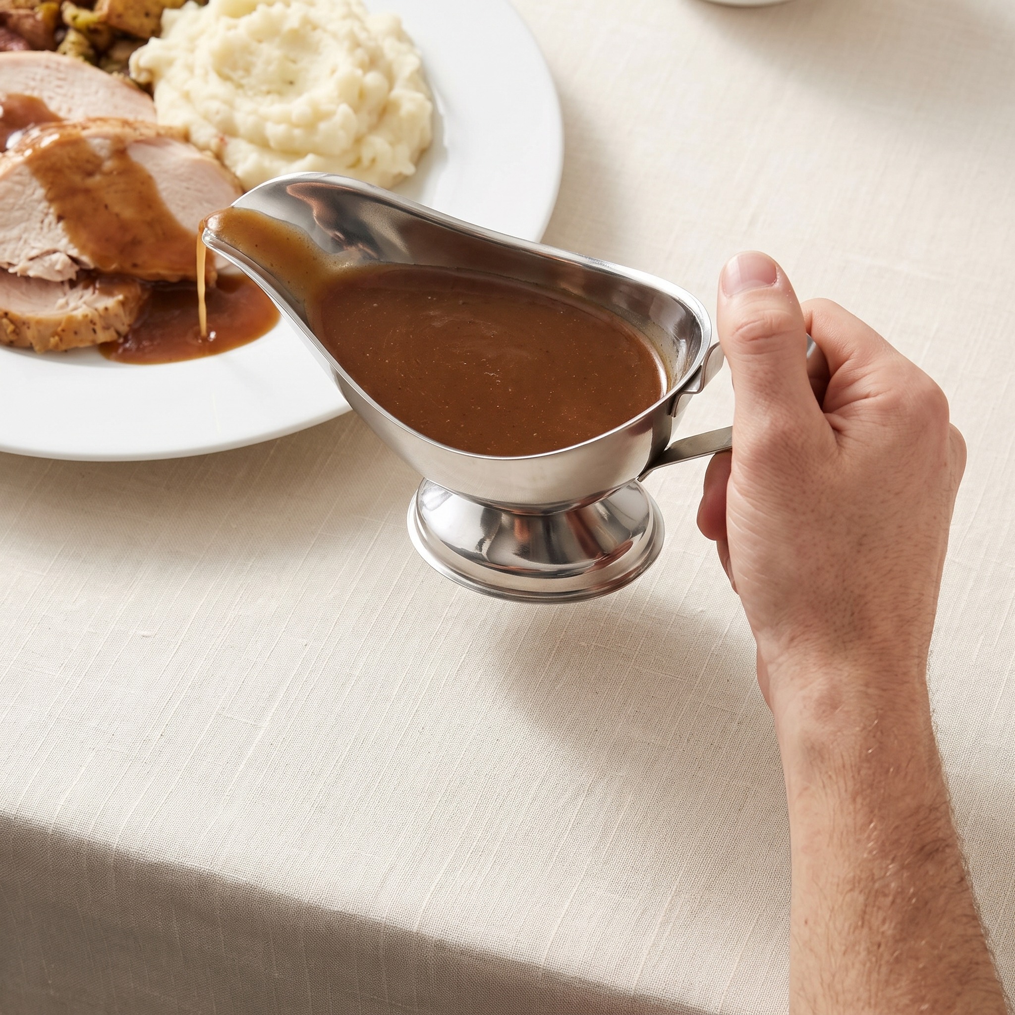 8 oz Gravy Boat with Pedestal Base and Handle, photo 2 of 5