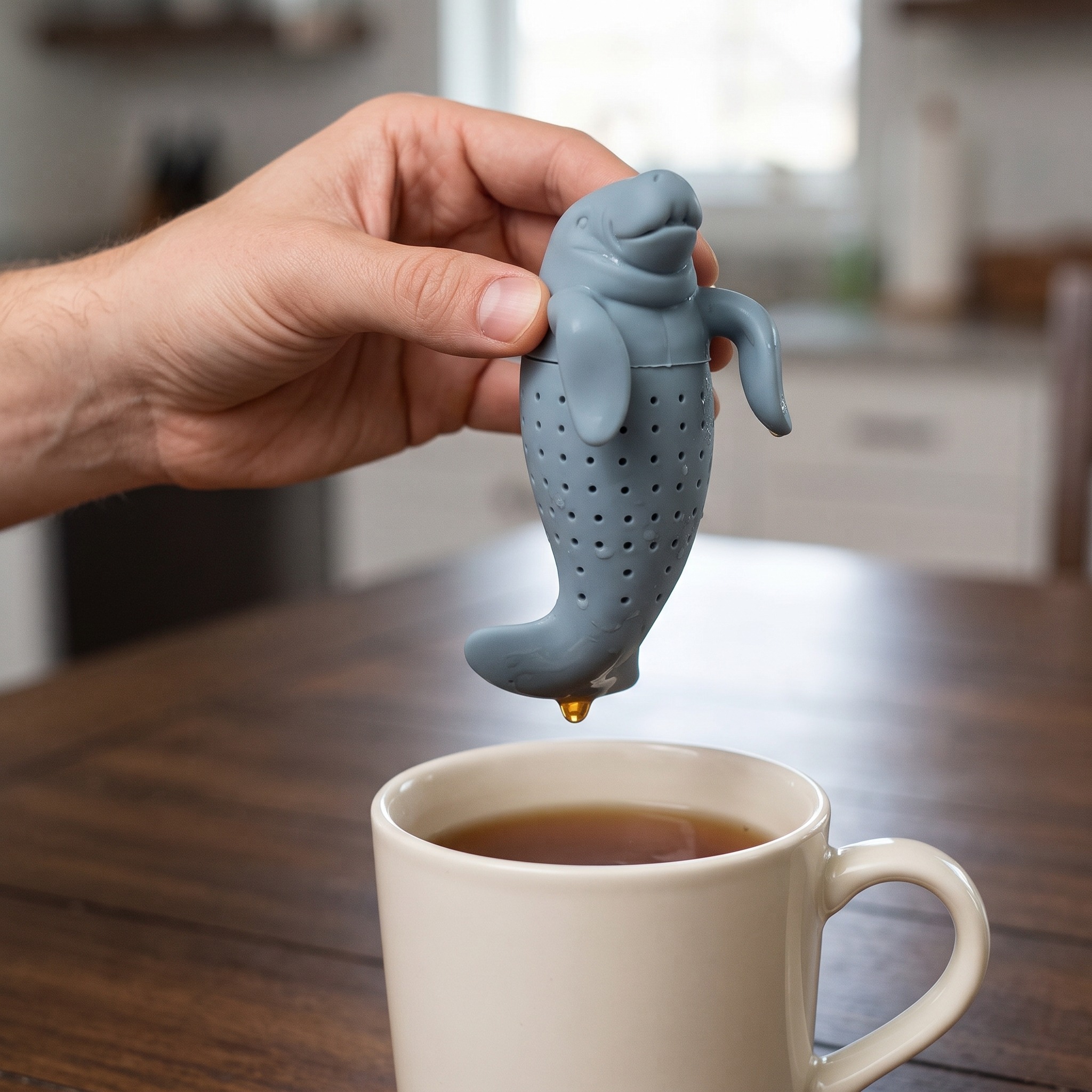 Silicone Tea Infuser with Manatee Shape, Blue, photo 4 of 5