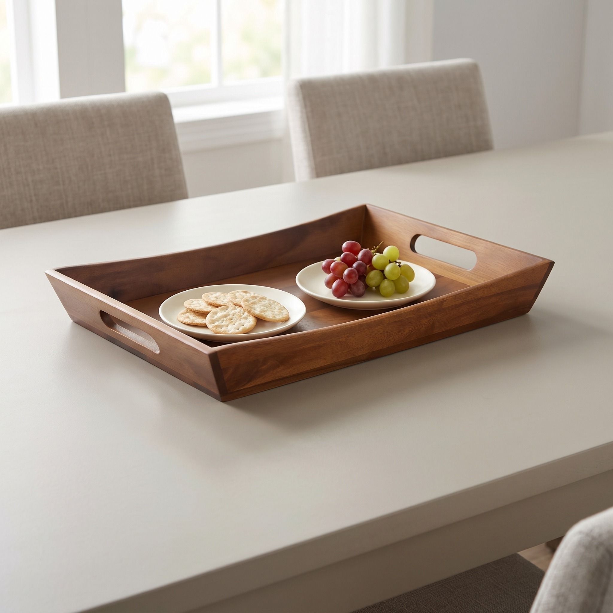 Serving Tray with Curved Sides and Cutout Handles, photo 1 of 5