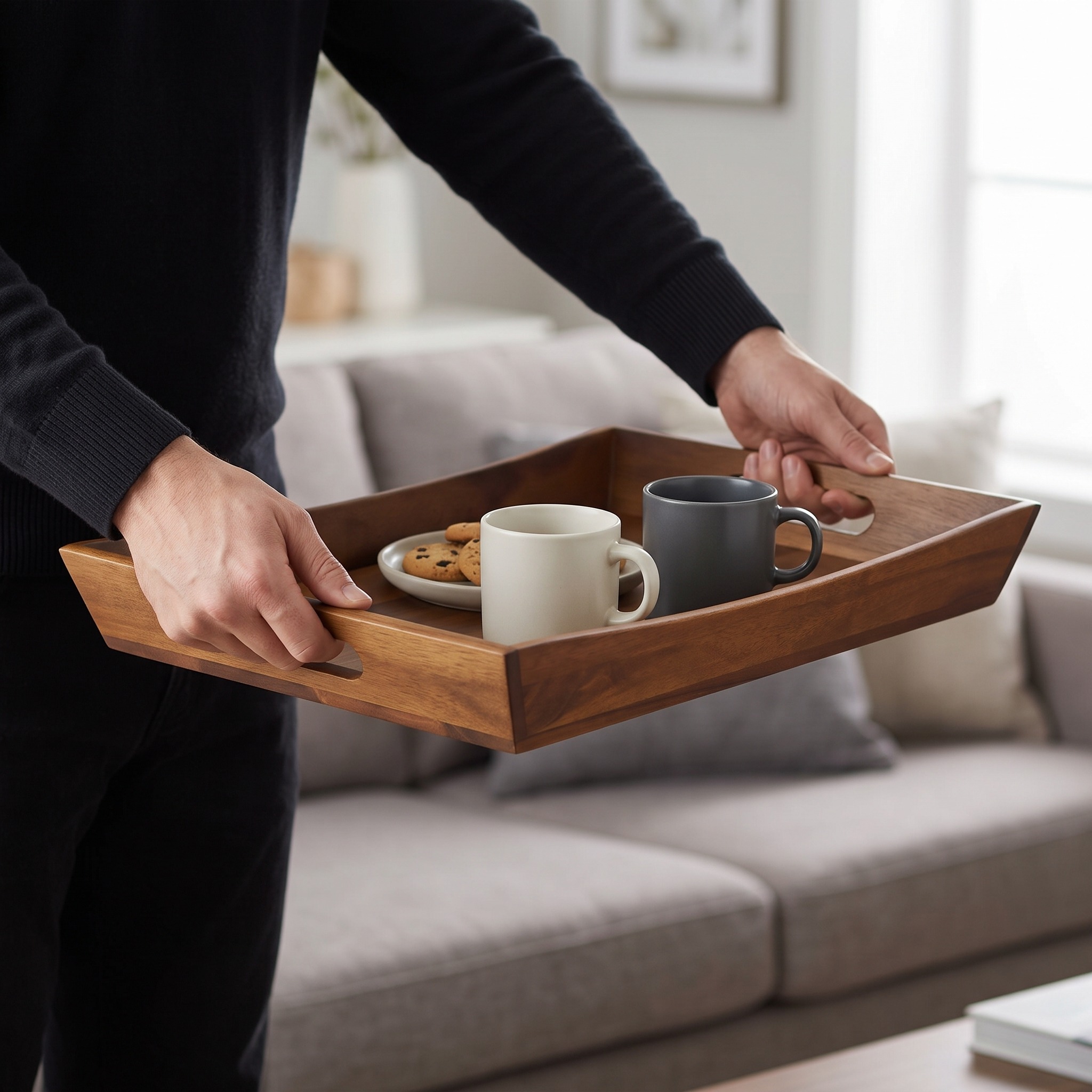 Serving Tray with Curved Sides and Cutout Handles, photo 5 of 5