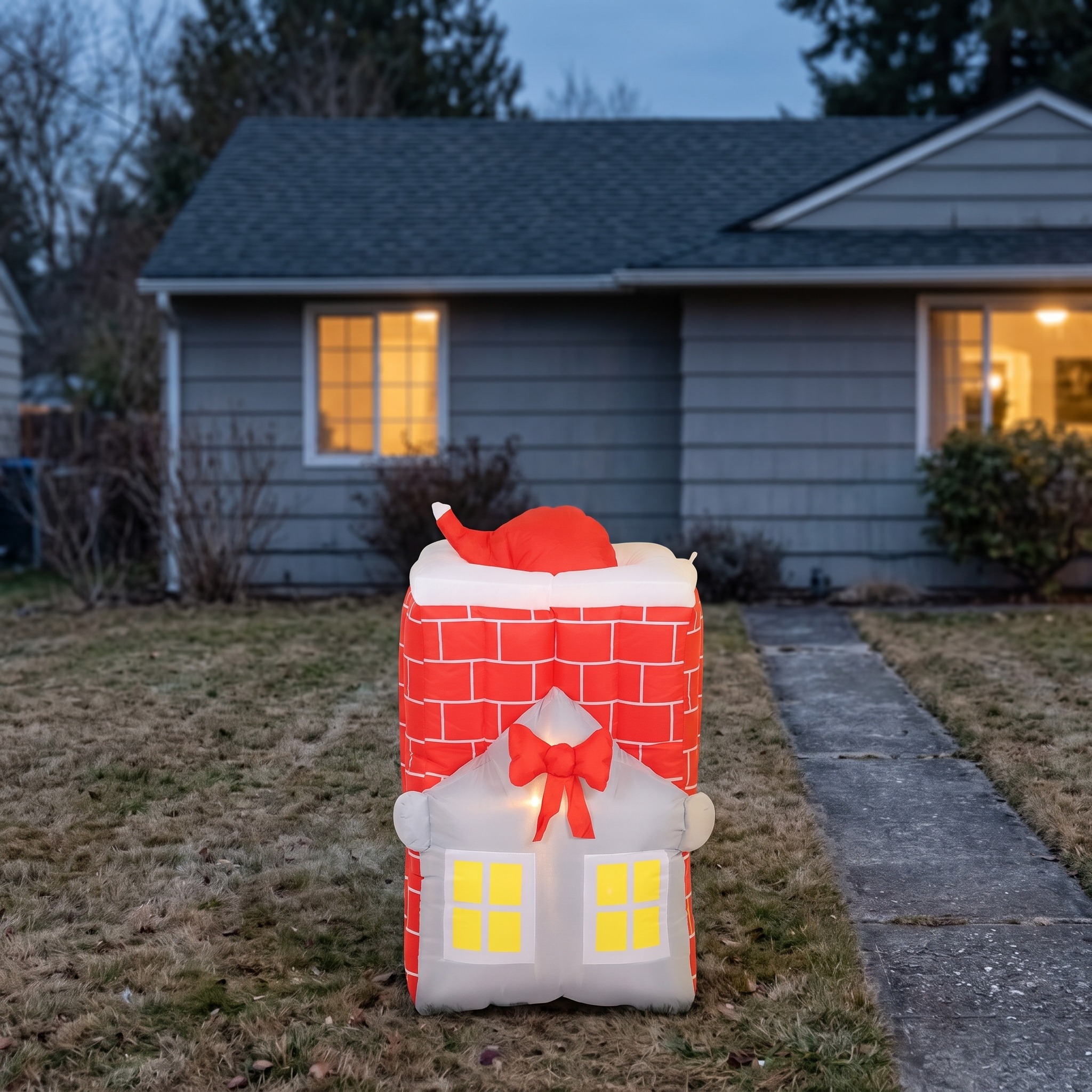 Moving Santa Inflatable with Chimney and LEDs, 7 ft, photo 3 of 5