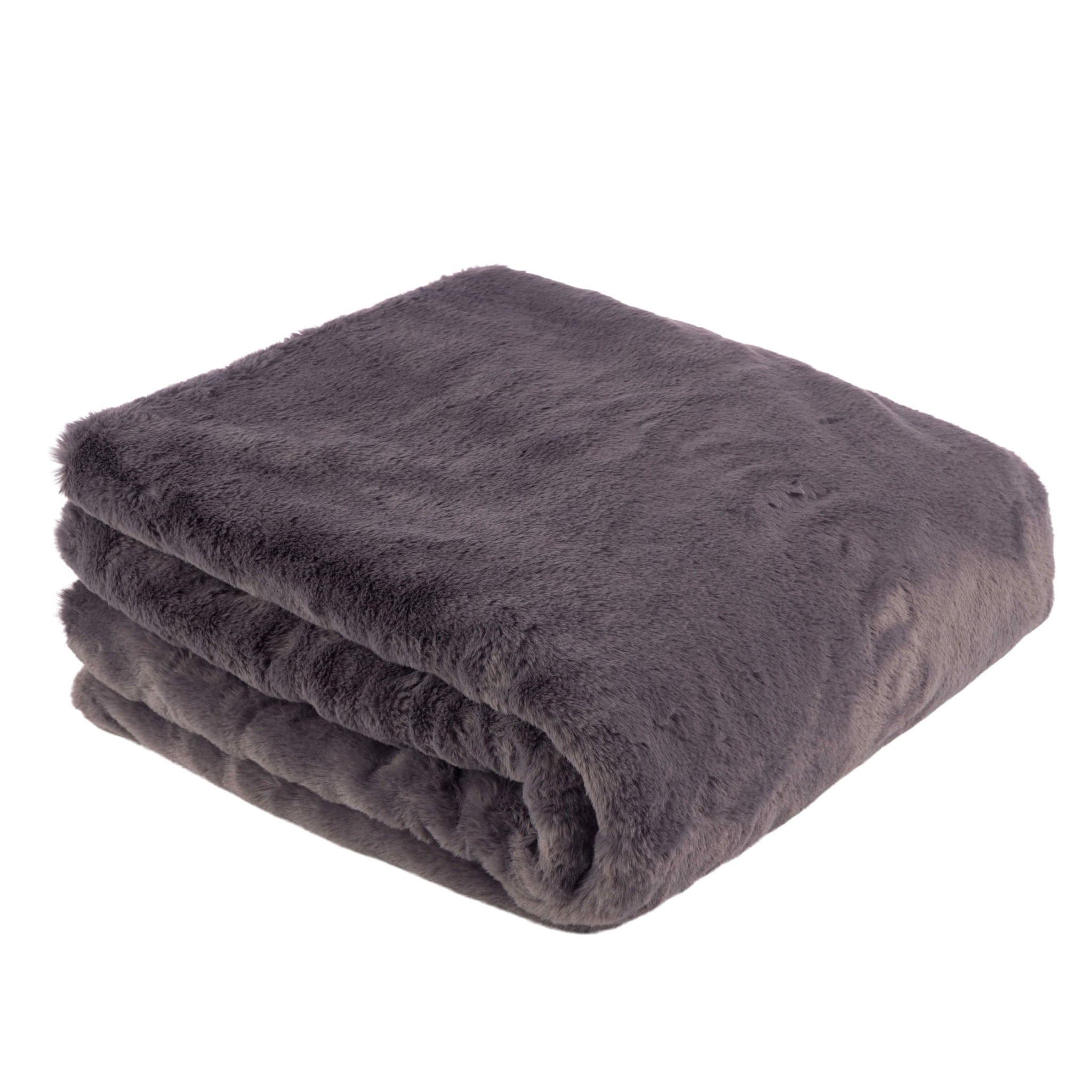 Faux Fur Throw Blanket with Smooth Reverse — Gray, photo 7 of 7