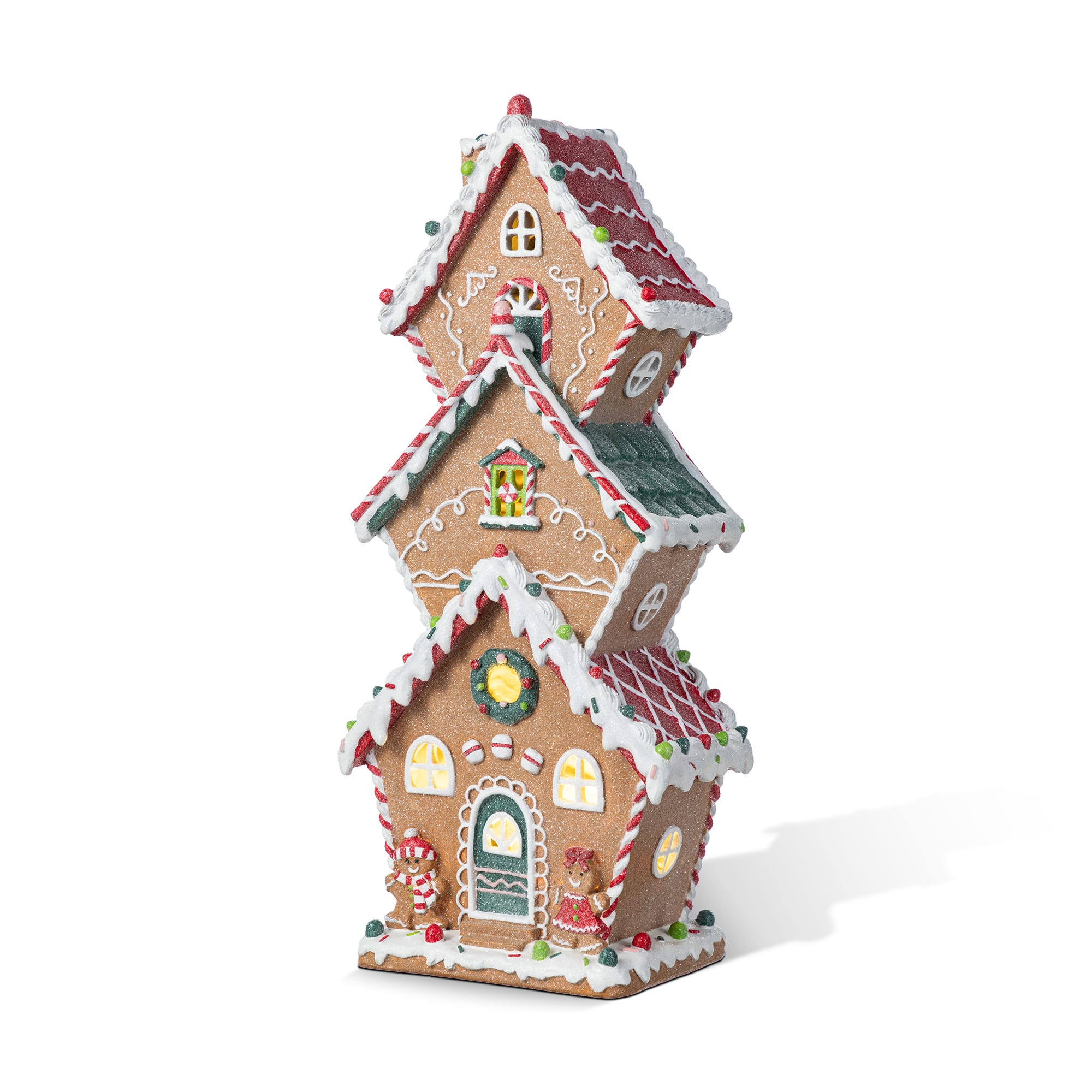 LED Gingerbread House with Icing Details, Resin, Brown, photo 3 of 5