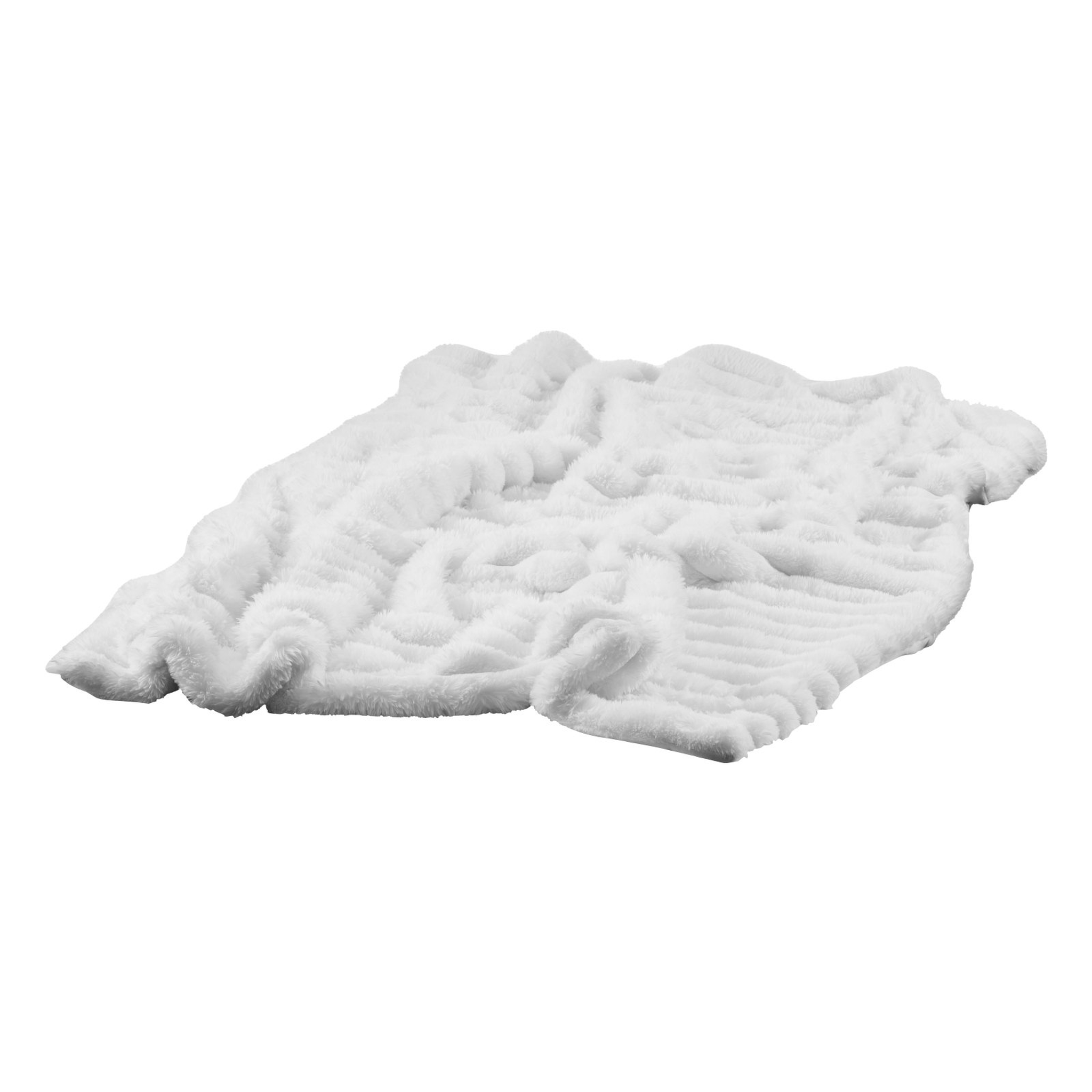 Faux Fur Throw Blanket with Raised Stripes, 50 x 60 in, White, photo 4 of 5