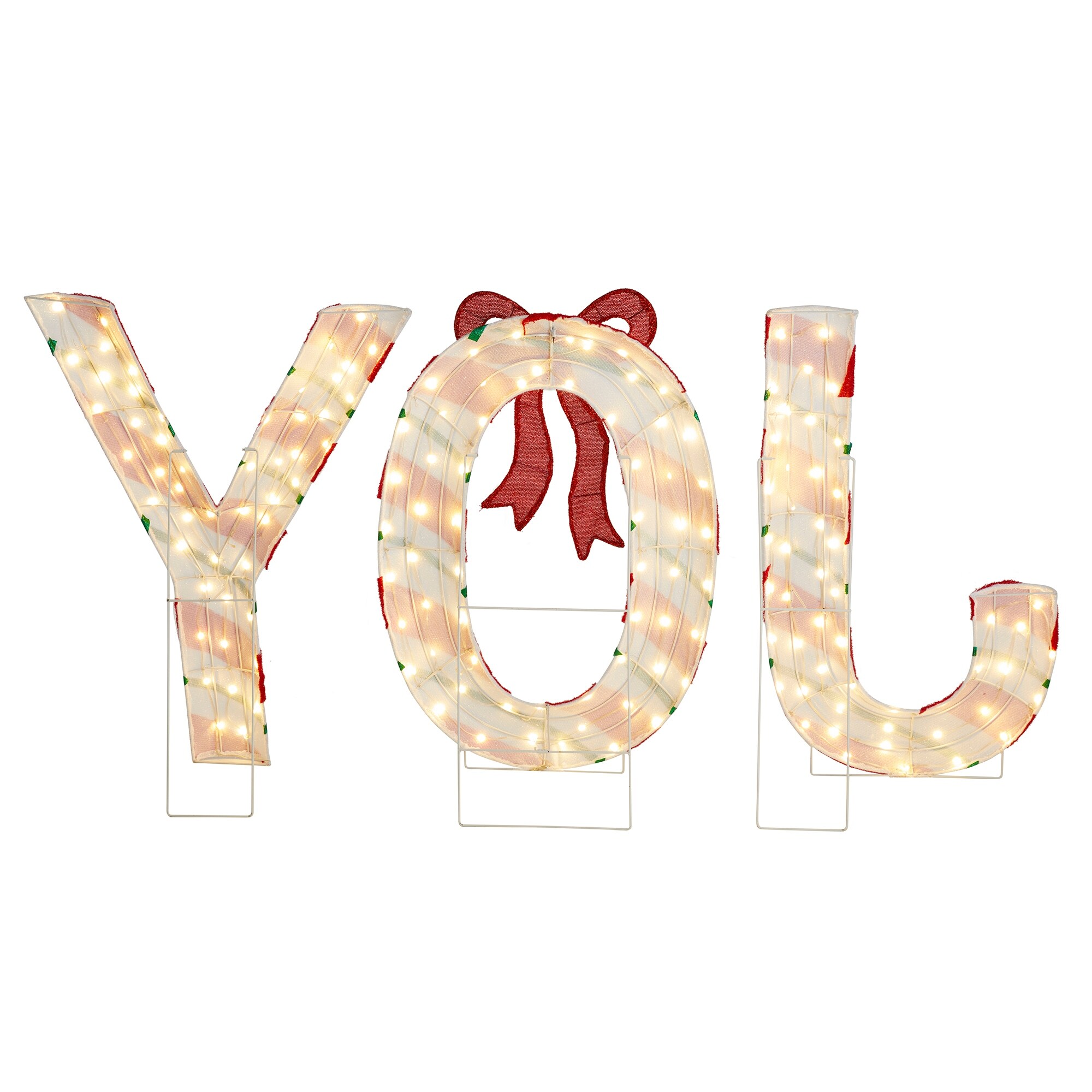 Joy Christmas Letters with LEDs, Set of 3, Peppermint Fabric, photo 4 of 5