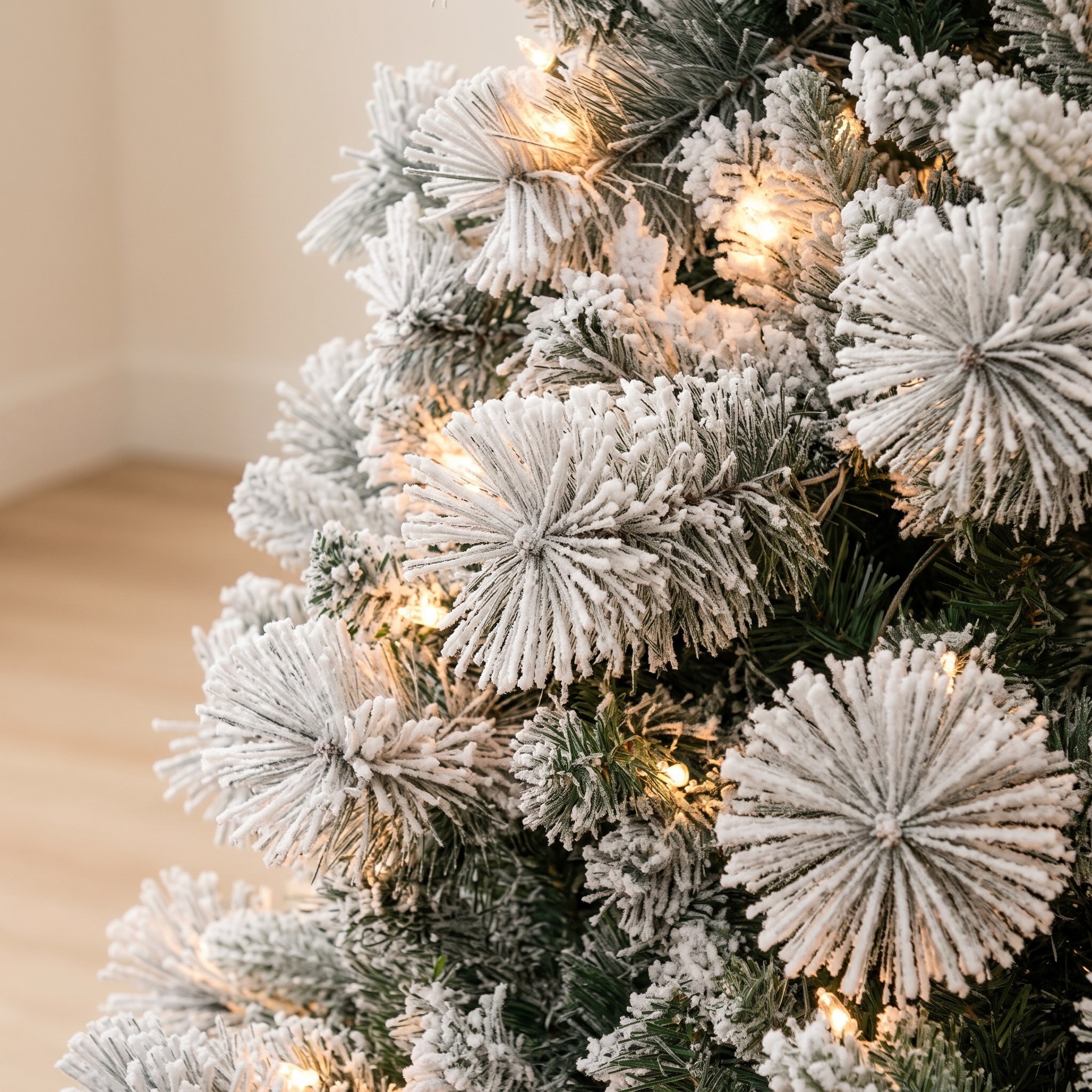 Christmas Tree with Snow Flocking, 500 Clear Lights, Green, photo 4 of 5
