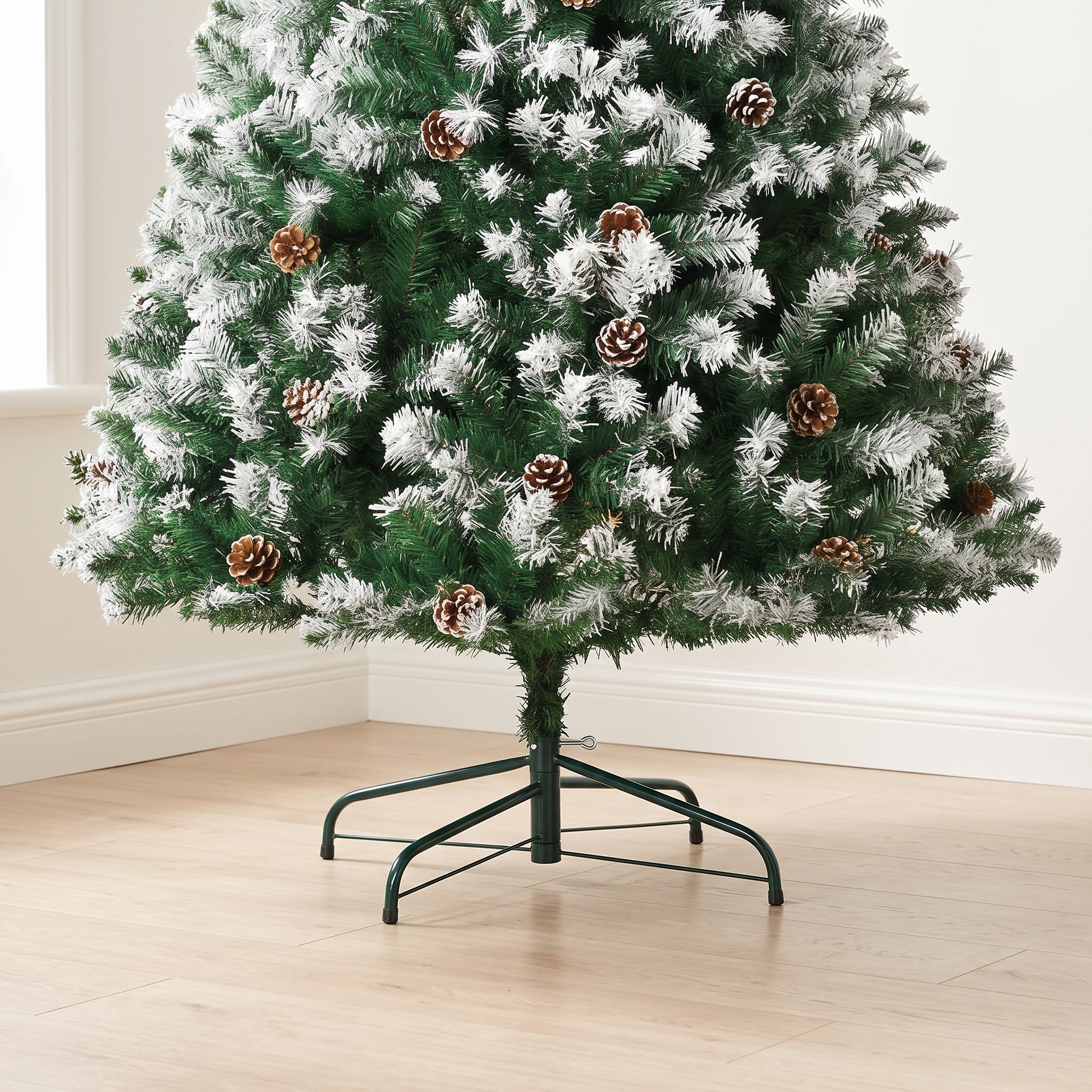 6 ft Christmas Tree with Snow-Dusted Tips, Unlit, Green, photo 4 of 5