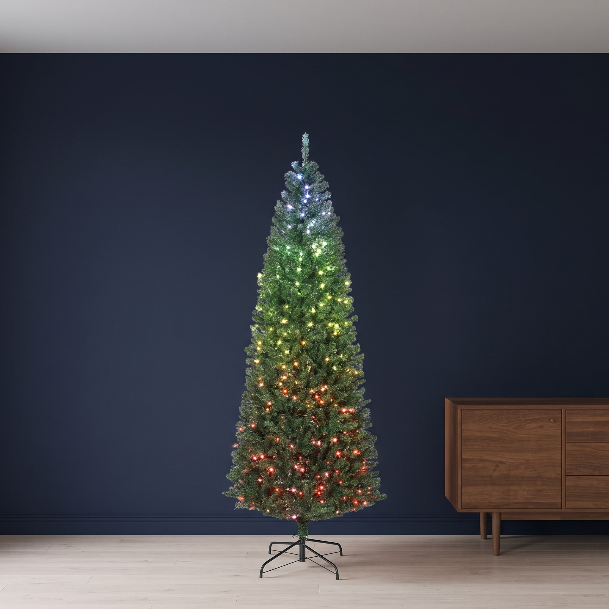 7 ft Slim Christmas Tree with Colorful LEDs, Green, photo 1 of 5