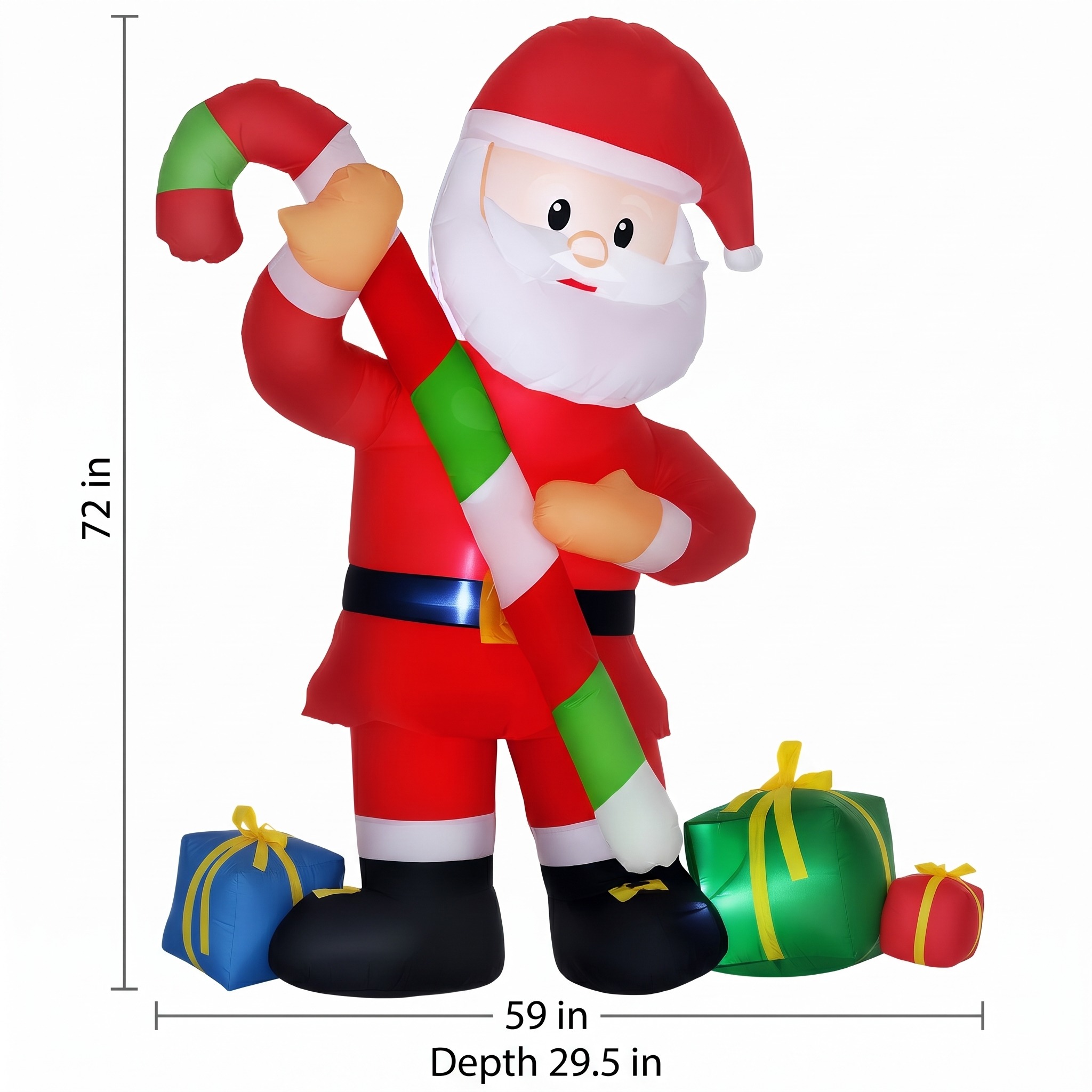 6 ft Santa Inflatable with Candy Cane and Gifts, photo 2 of 5