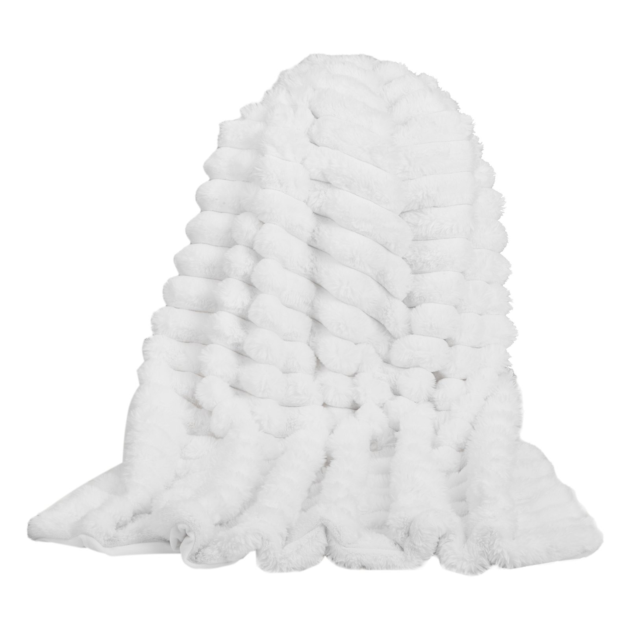 Faux Fur Throw Blanket with Raised Stripes, 50 x 60 in, White, photo 5 of 5