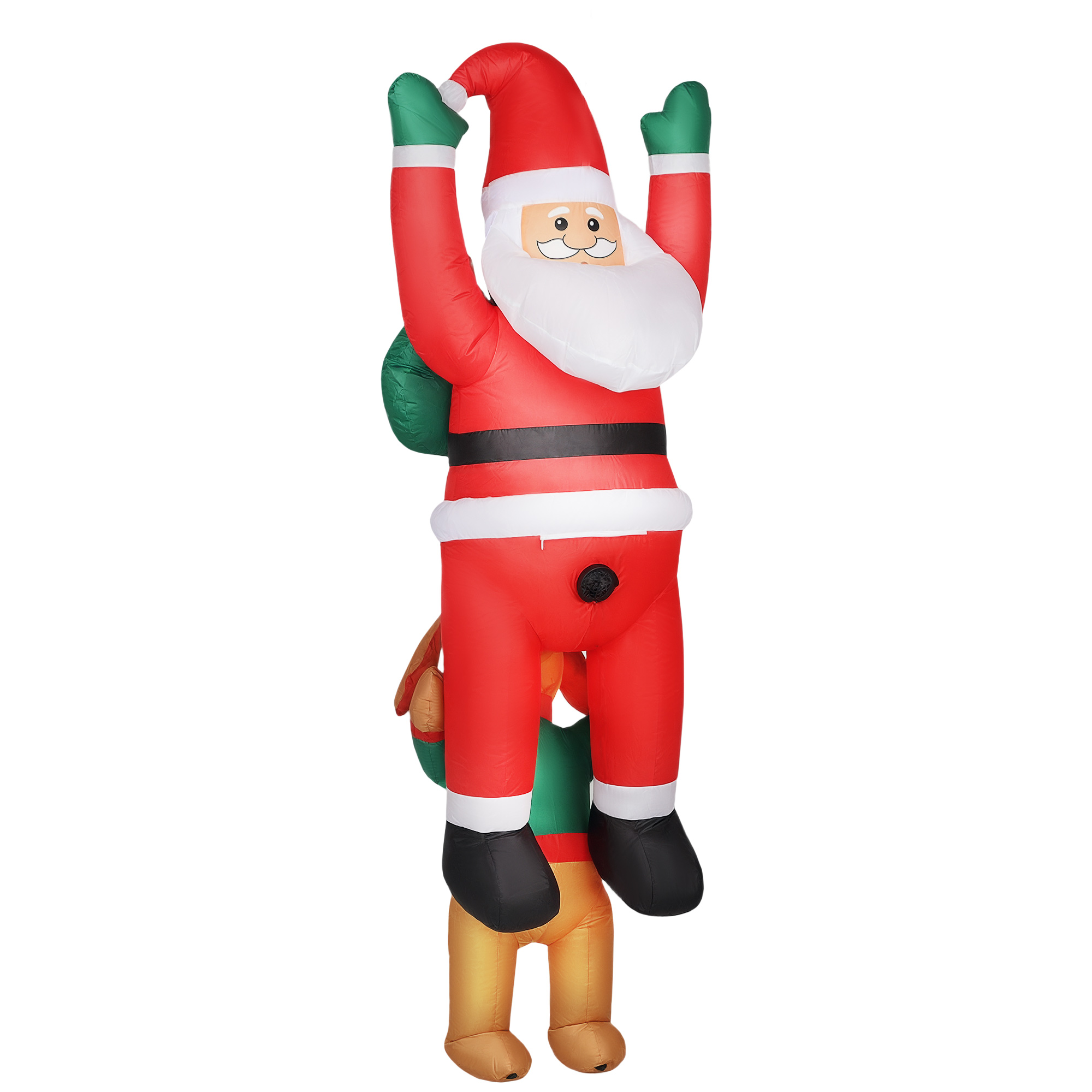 7 ft Hanging Santa Inflatable with Dog and LEDs, Red, photo 4 of 5