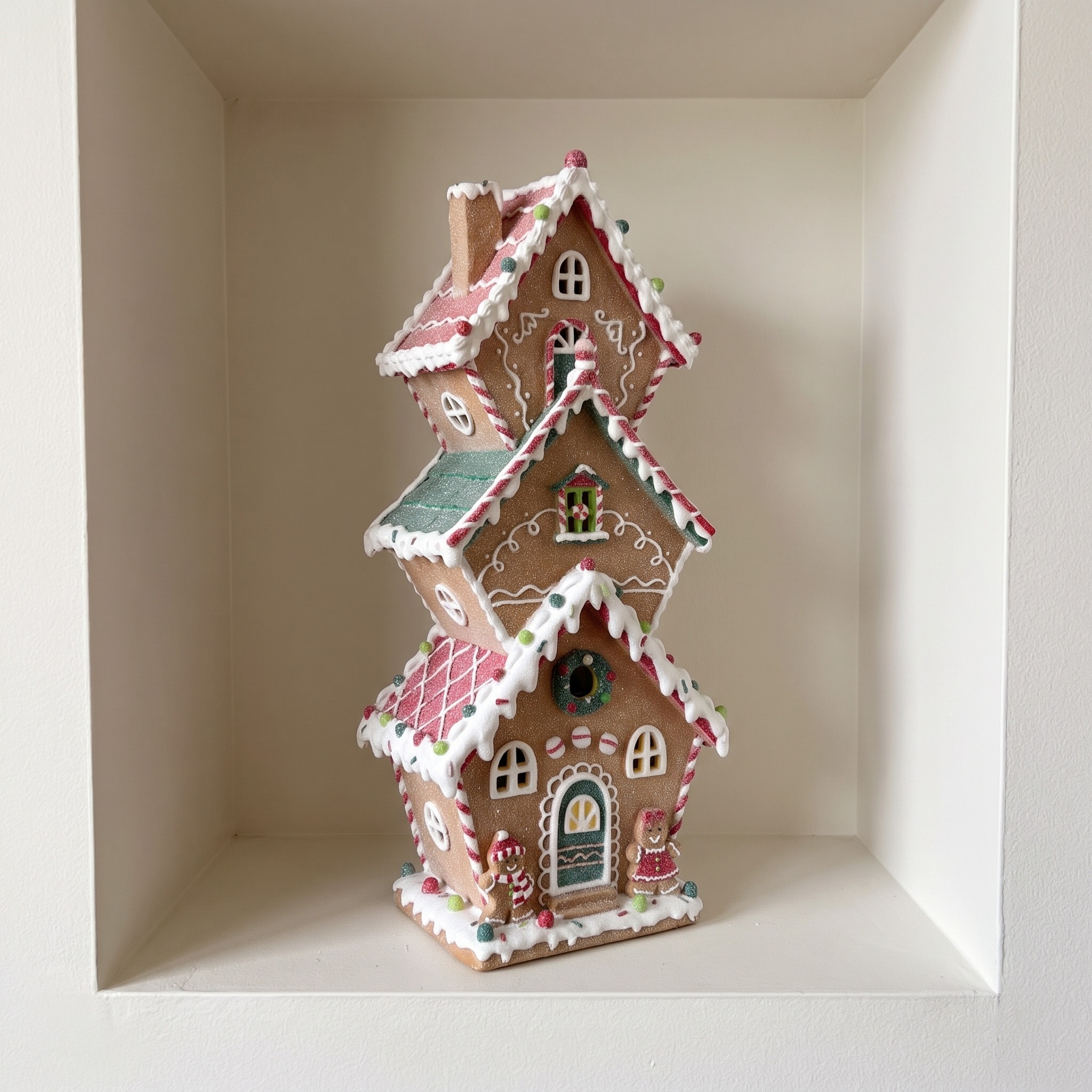 LED Gingerbread House with Icing Details, Resin, Brown, photo 4 of 5
