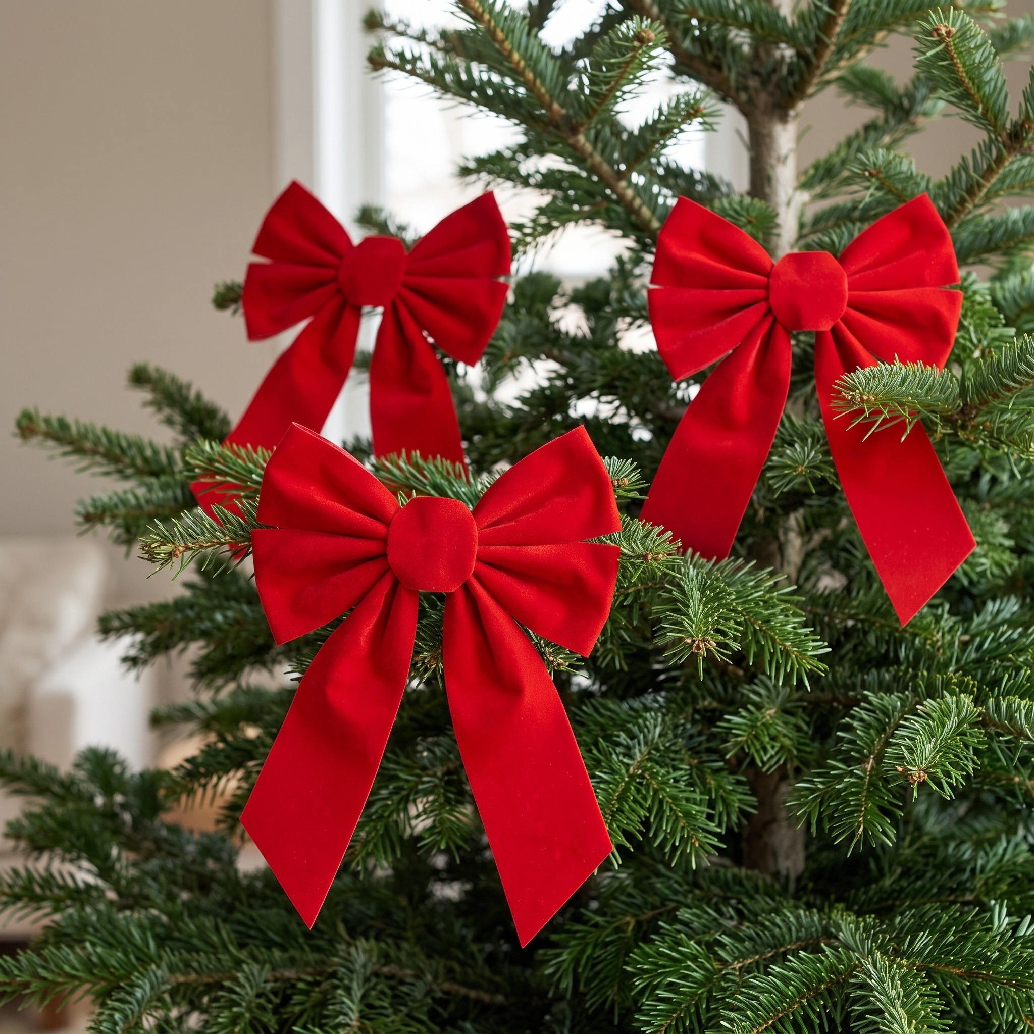 Christmas Bows with Velvet Loops and Long Tails, photo 1 of 13
