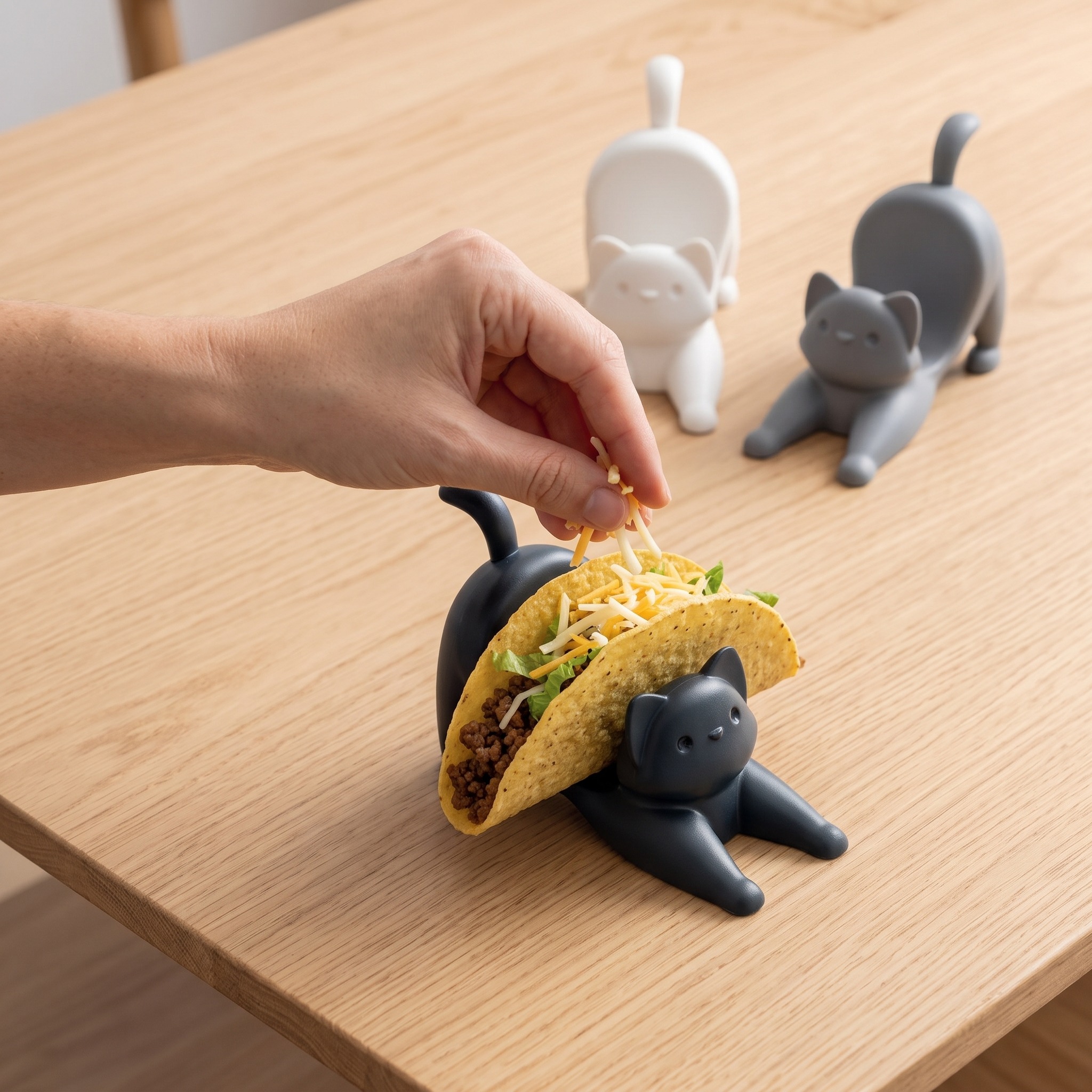 Taco Holders with Stretching Cat Shape, Set of 3, photo 5 of 5
