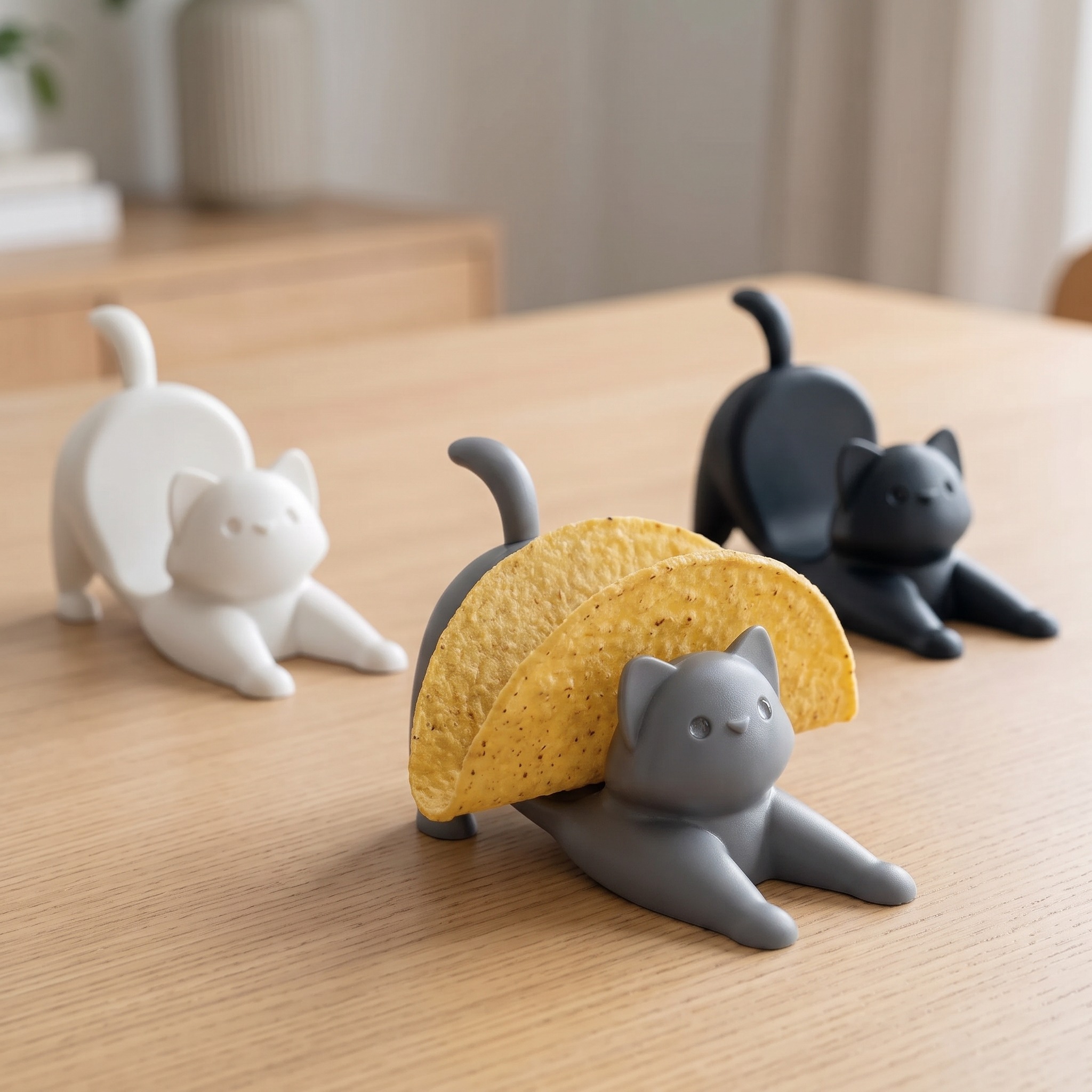 Taco Holders with Stretching Cat Shape, Set of 3, photo 2 of 5
