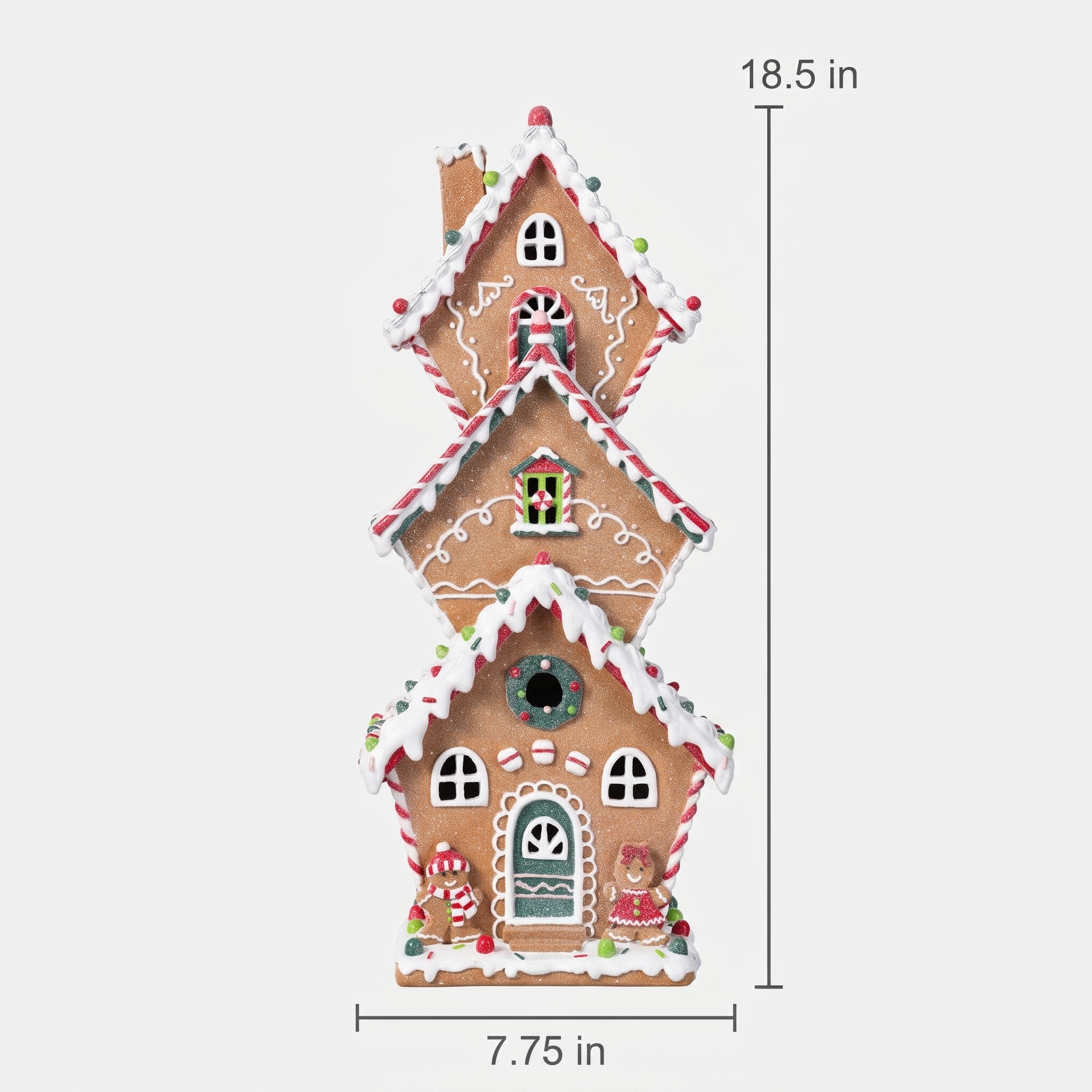 LED Gingerbread House with Icing Details, Resin, Brown, photo 2 of 5