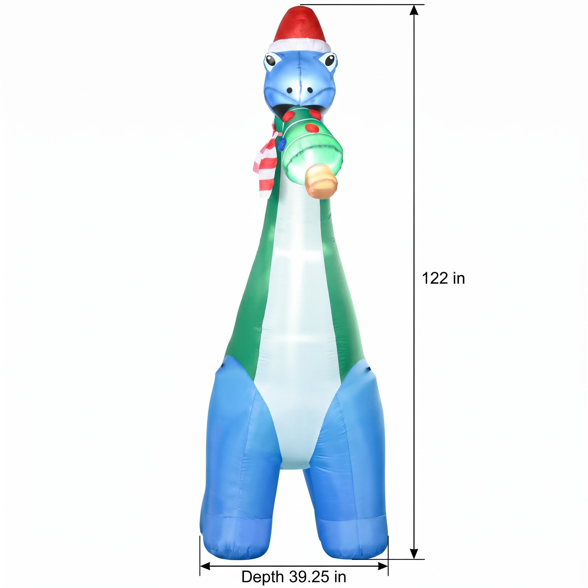 11 ft Christmas Dinosaur Inflatable with Tree and LEDs, photo 2 of 5