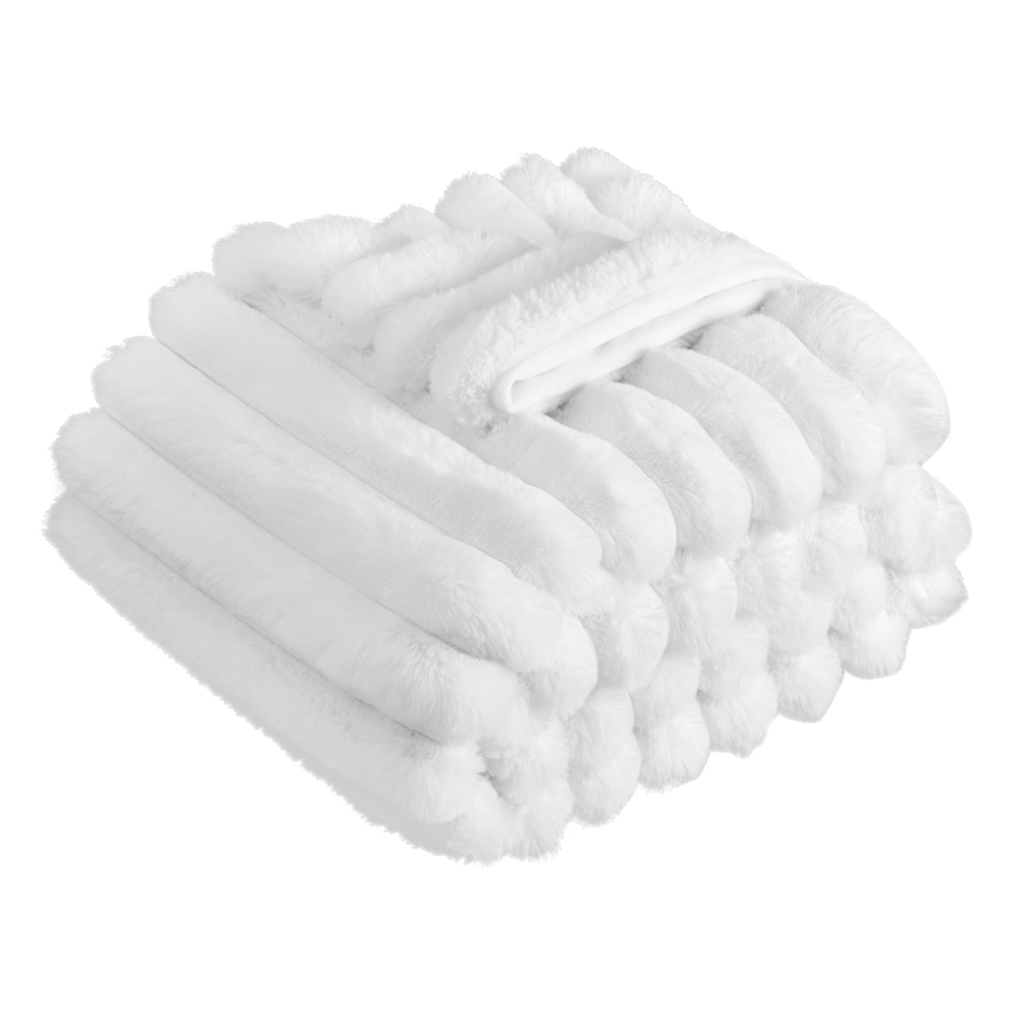 Faux Fur Throw Blanket with Raised Stripes, 50 x 60 in, White, photo 3 of 5