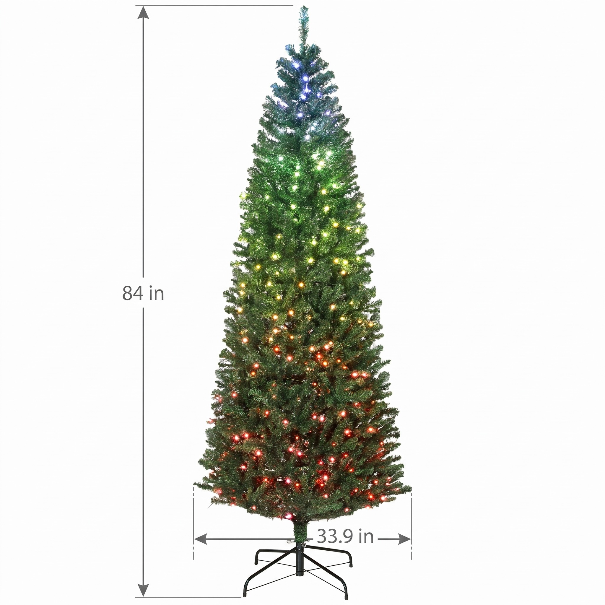 7 ft Slim Christmas Tree with Colorful LEDs, Green, photo 2 of 5