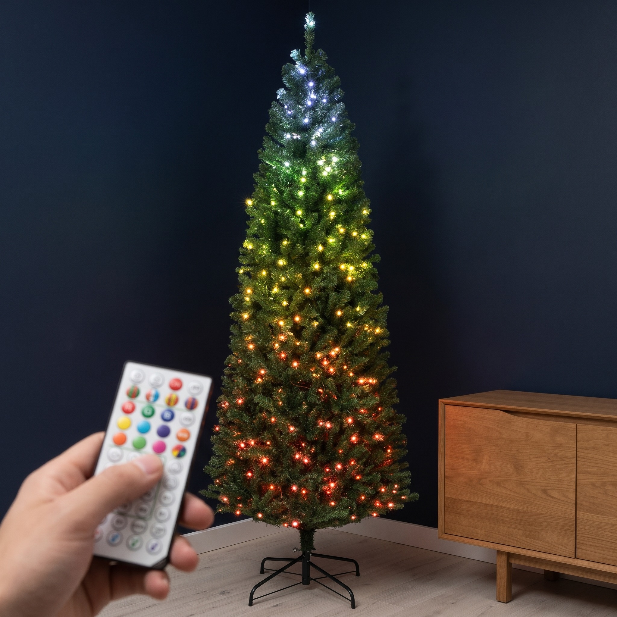7 ft Slim Christmas Tree with Colorful LEDs, Green, photo 5 of 5
