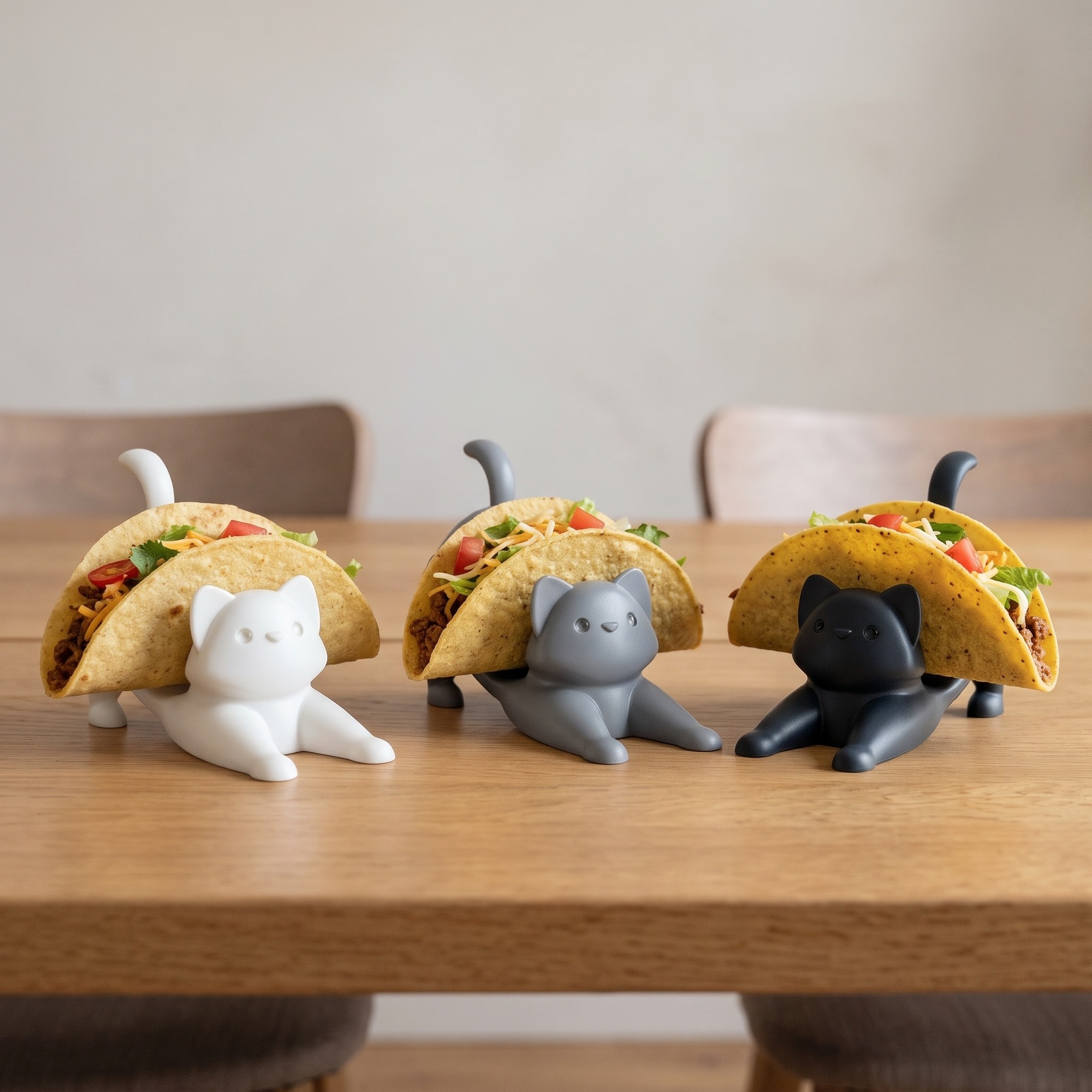 Taco Holders with Stretching Cat Shape, Set of 3, photo 1 of 5