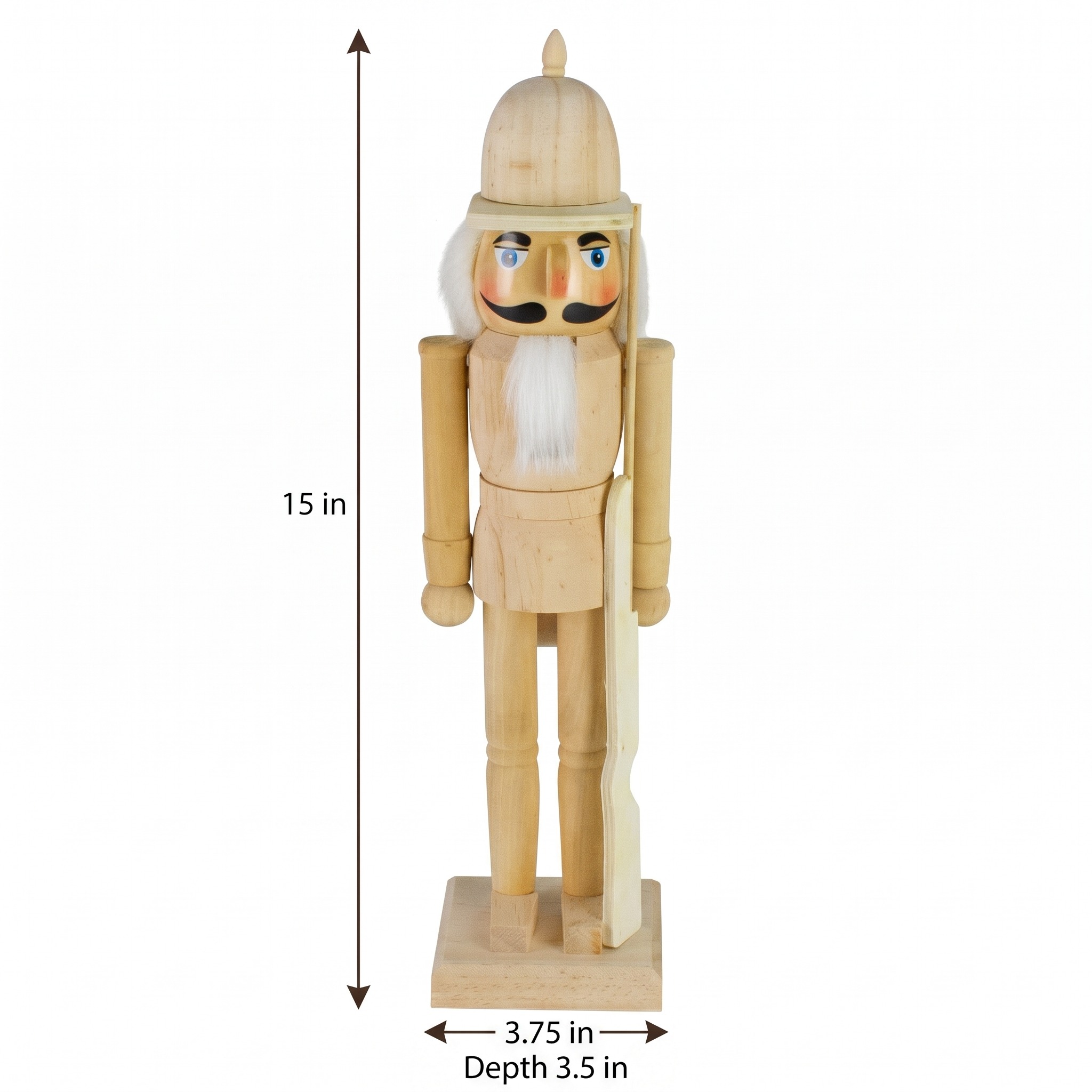 15 in Wooden Nutcracker with Rifle, Unfinished, photo 2 of 5