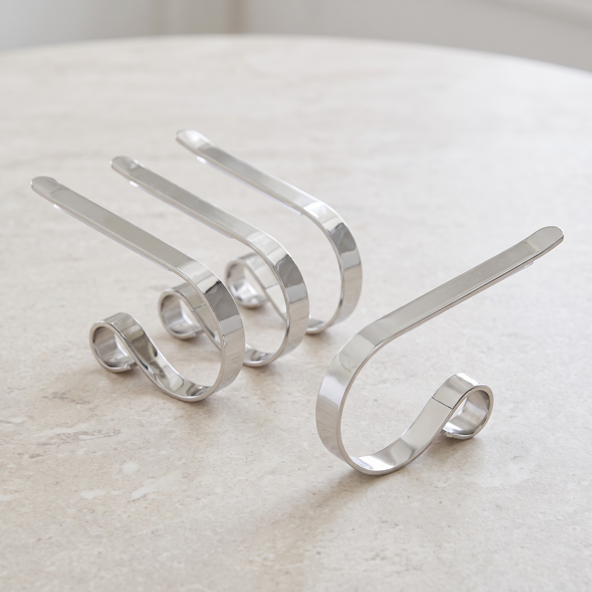 Mantel Stocking Holder Clips, Adjustable Metal — Silver, Set of 4, photo 8 of 25