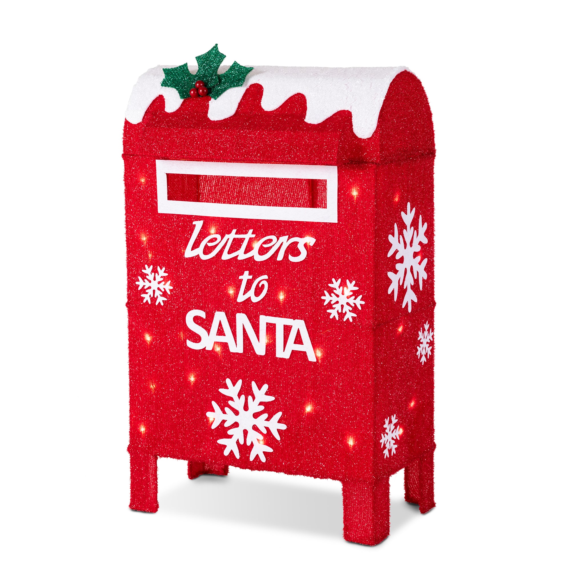 28 in LED Christmas Mailbox with Glittered Mesh, Red, photo 3 of 5