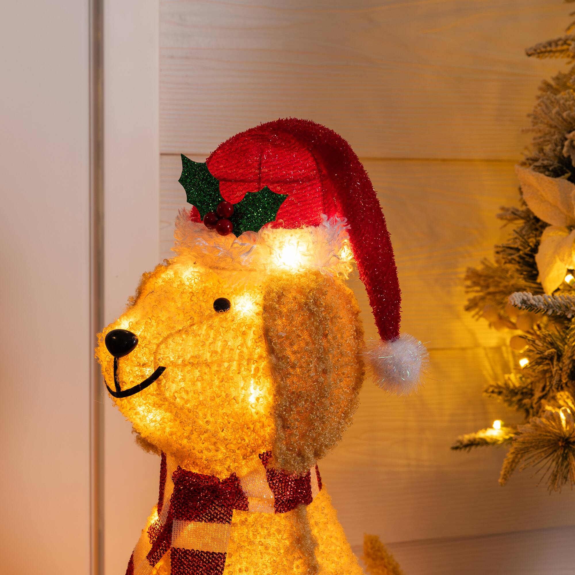 22 in Lighted Christmas Dog with Scarf, Gold, photo 5 of 5