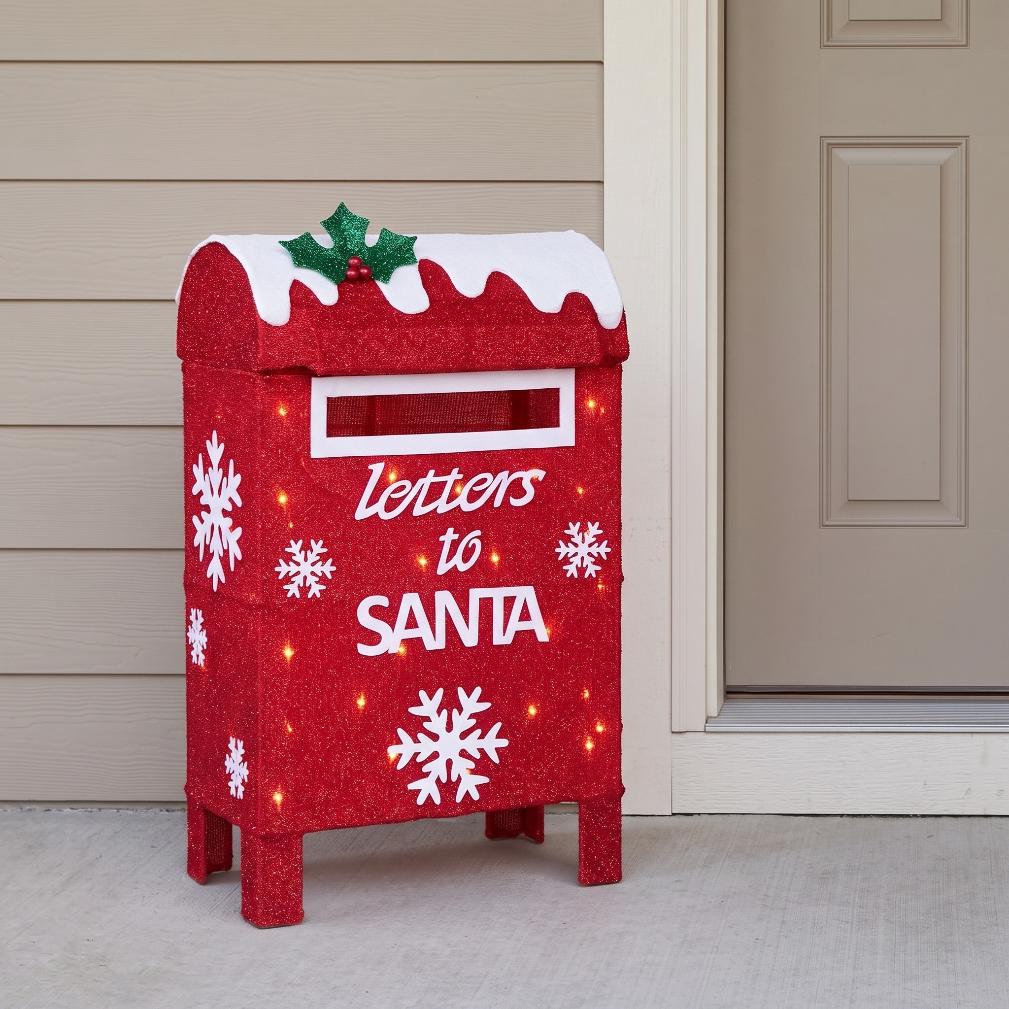 28 in LED Christmas Mailbox with Glittered Mesh, Red, photo 4 of 5