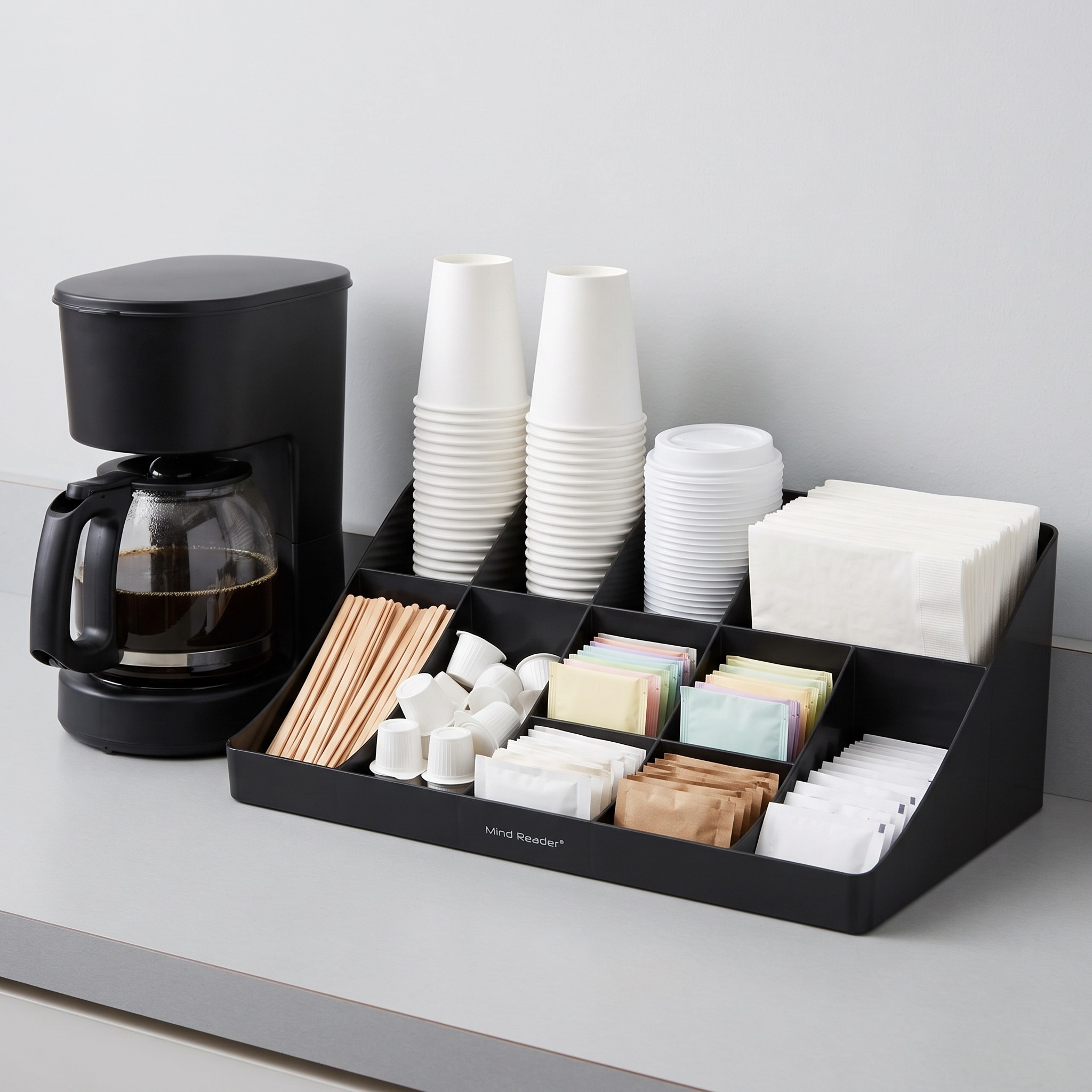 11-Compartment Coffee Caddy, 18 in, Black Plastic, photo 5 of 5