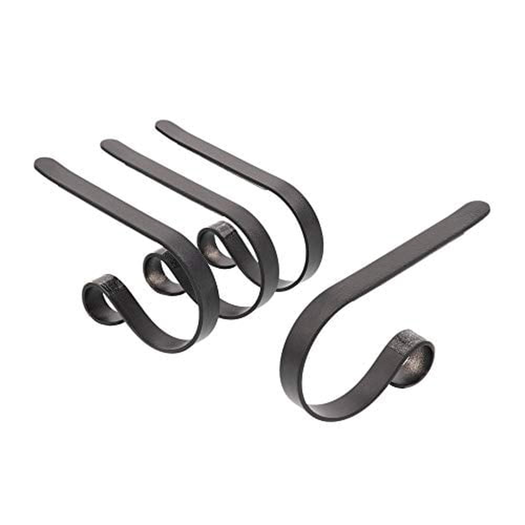 Mantel Stocking Holder Clips, Adjustable Metal — Matte Black, Set of 4, photo 21 of 25