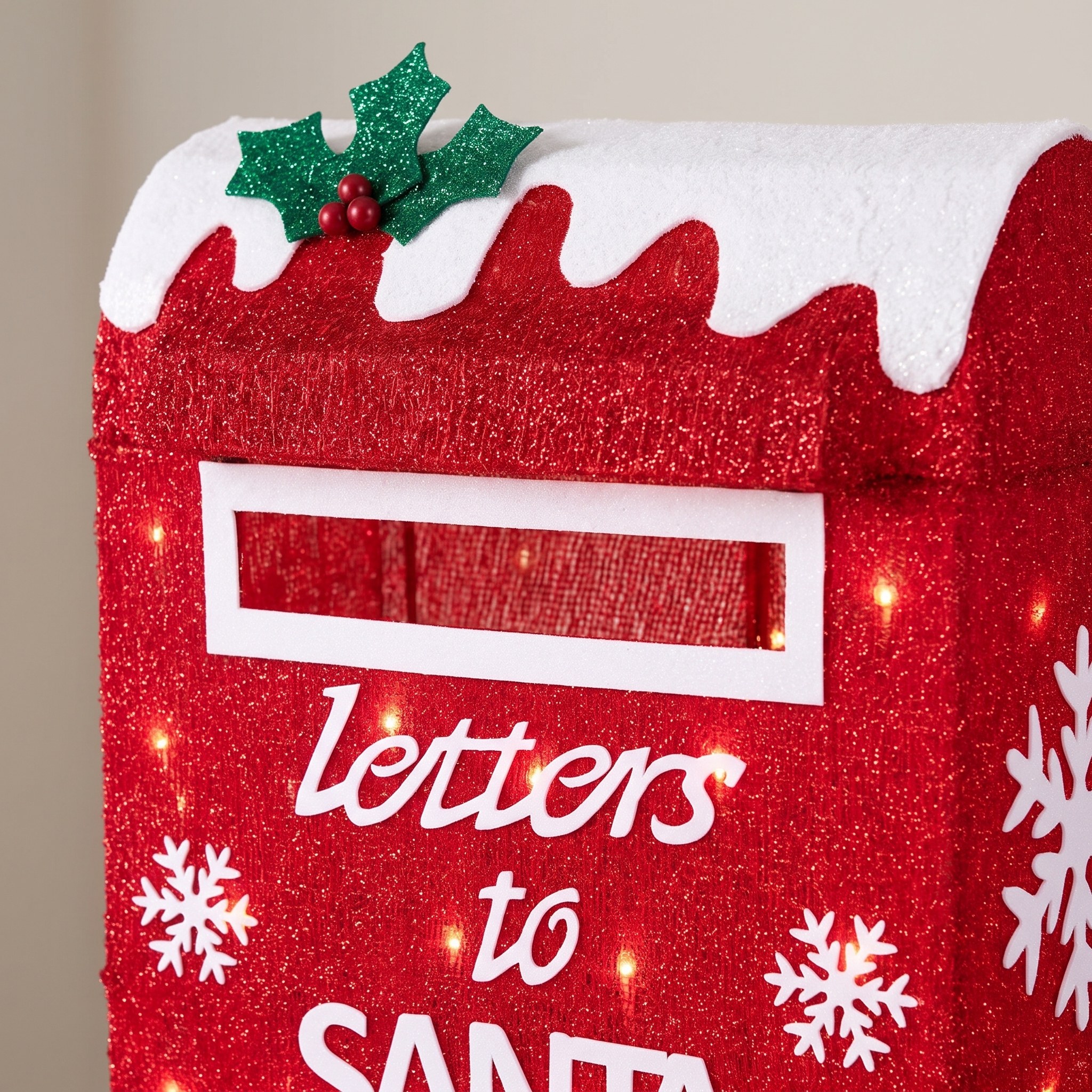 28 in LED Christmas Mailbox with Glittered Mesh, Red, photo 5 of 5