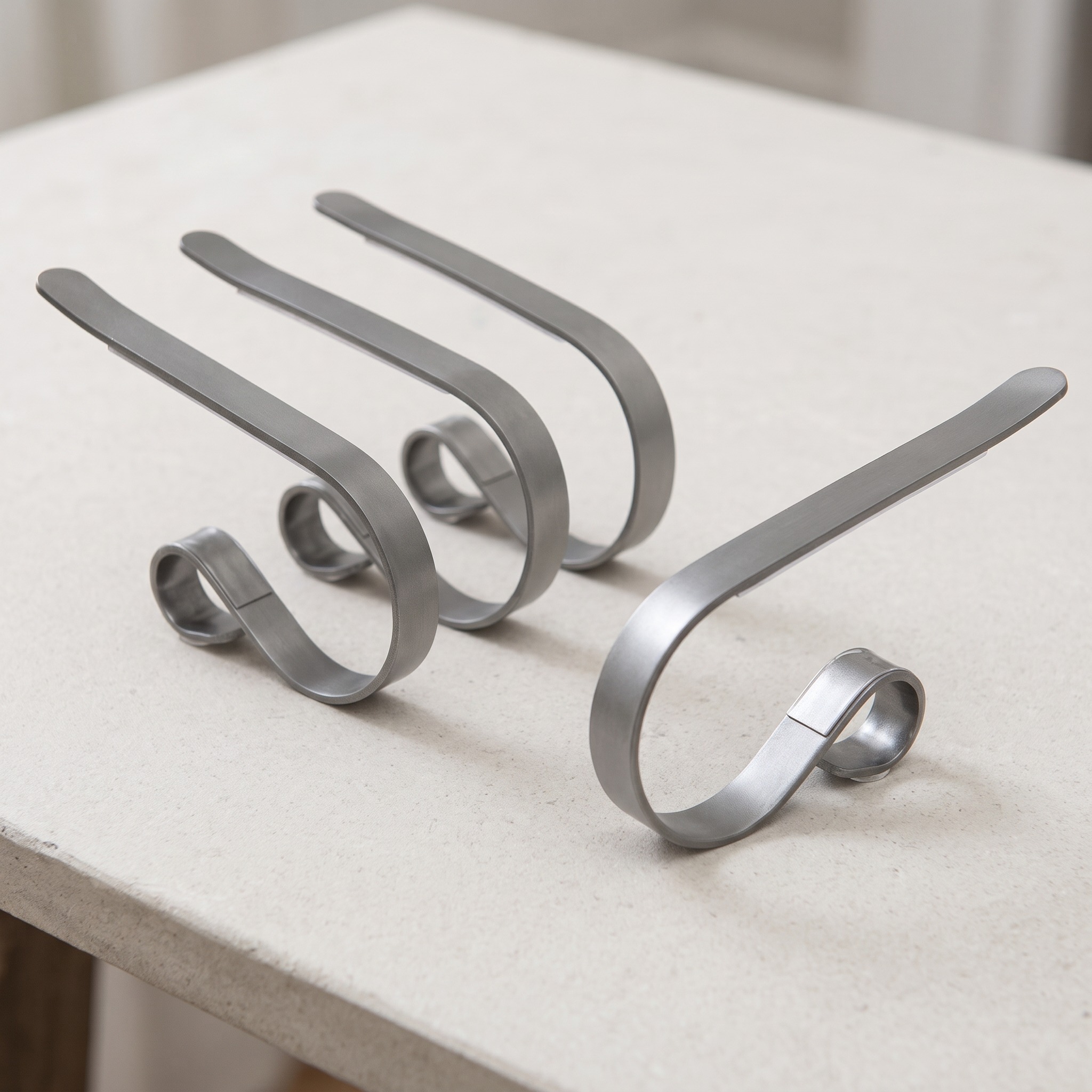 Mantel Stocking Holder Clips, Adjustable Metal — Pewter, Set of 4, photo 6 of 25